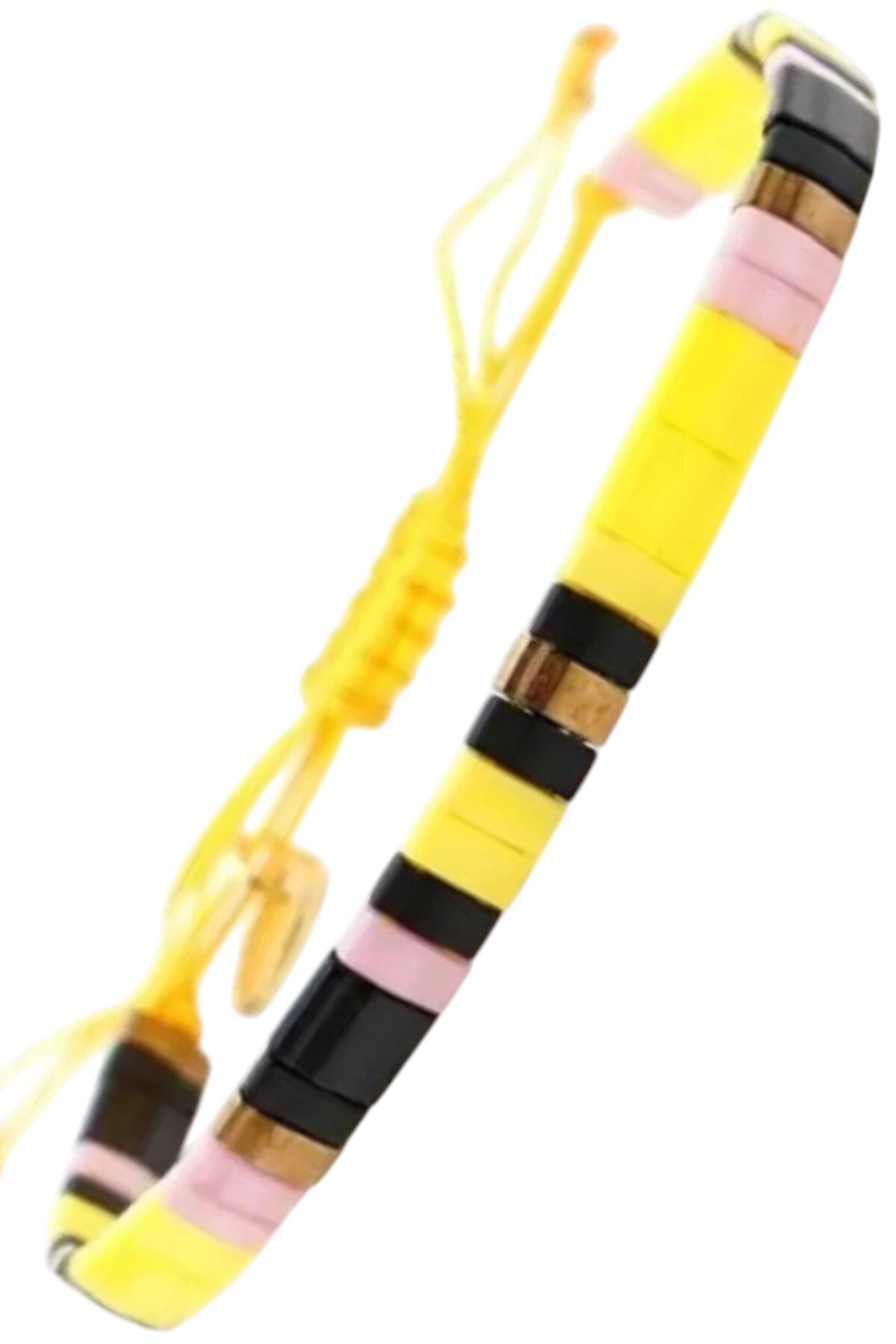 Adjustable Miyuki Tila Glass Beaded Bracelet in Yellow Black Lilac Colors