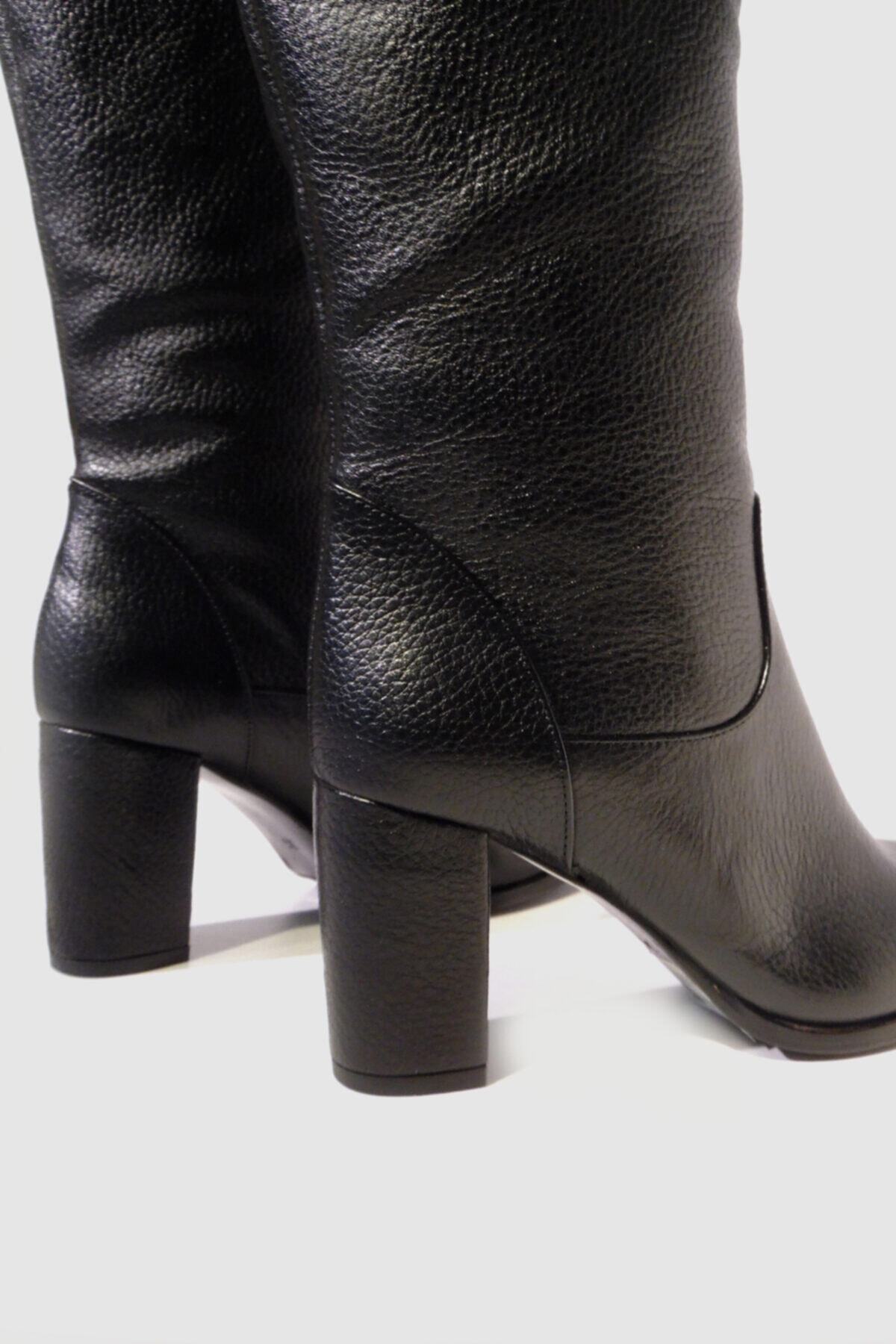 TUNAELLİ  Siyah Hakiki Doğal Deri 35-40 Numara Kadın Çizme - Görsel 5