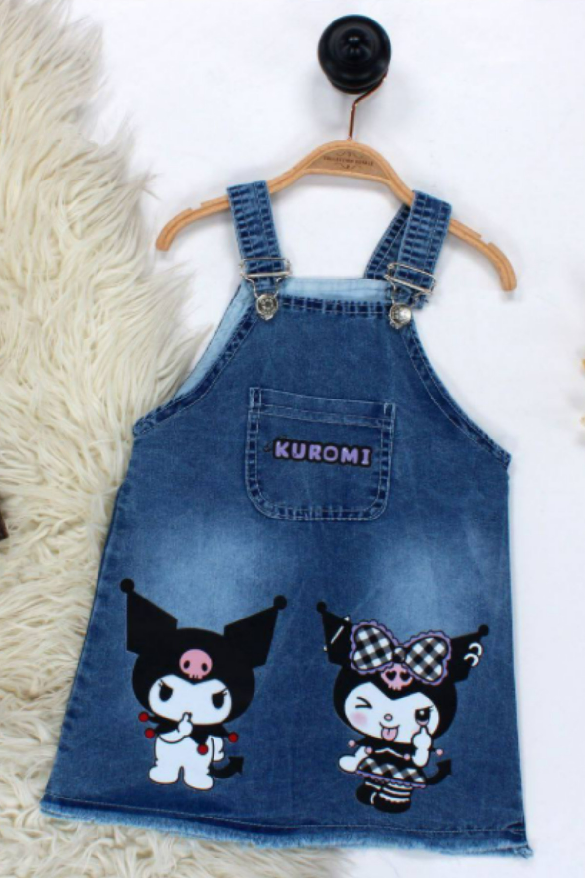 BEREKET BABY Kız Çocuk Kot Jile Salopet Minnie Mouse Baskılı Denim Elbise 1-4y fotoğrafı 2 (önizleme)
