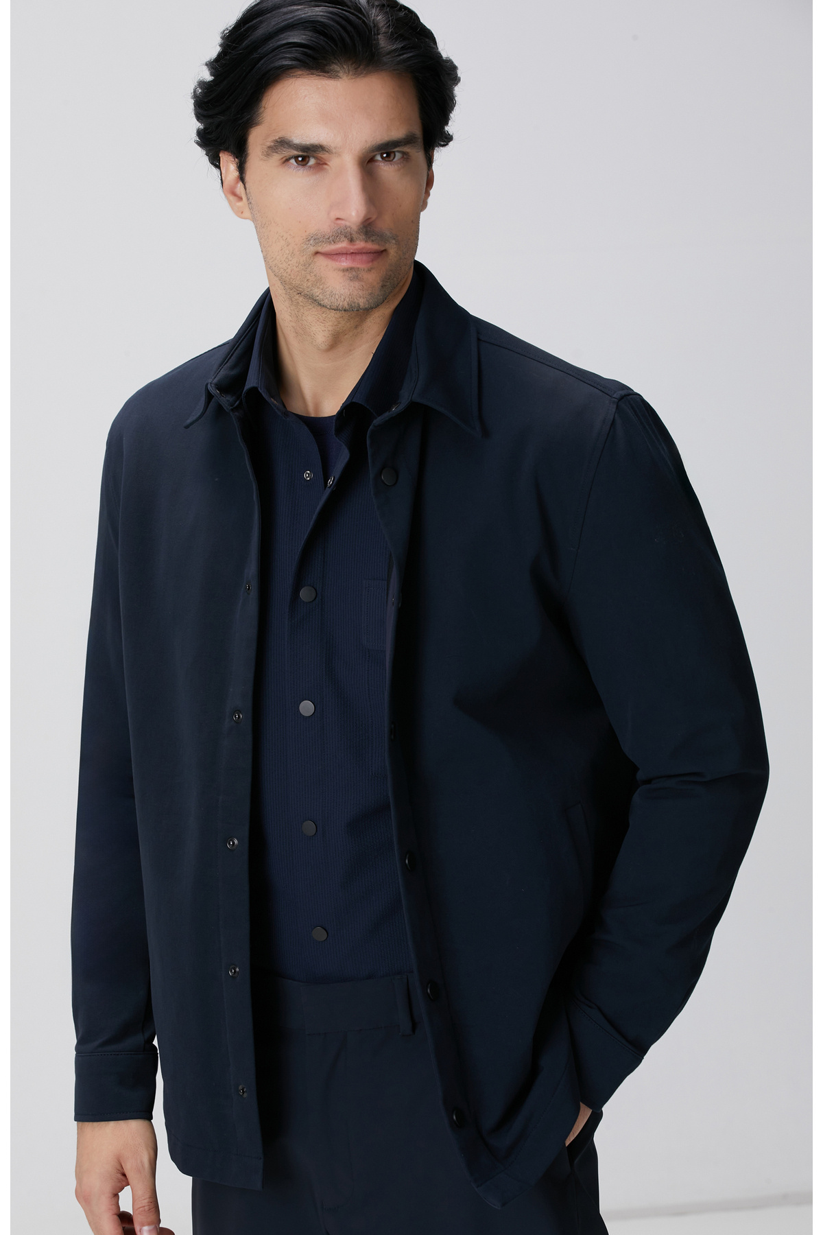 نتورک پیراهن بیرونی آبی نفتی N-Tech