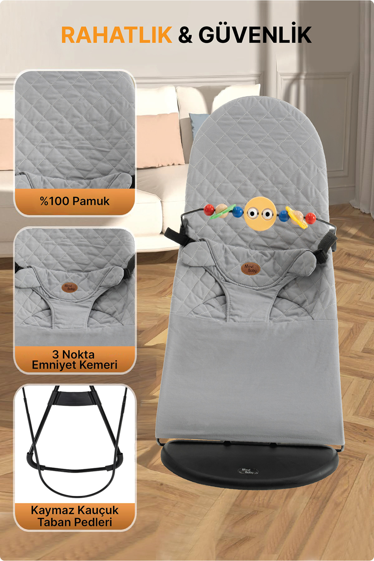 Livenzi Mobibaby Anakucağı Cotton Deluxe - Gri fotoğrafı 2 (önizleme)