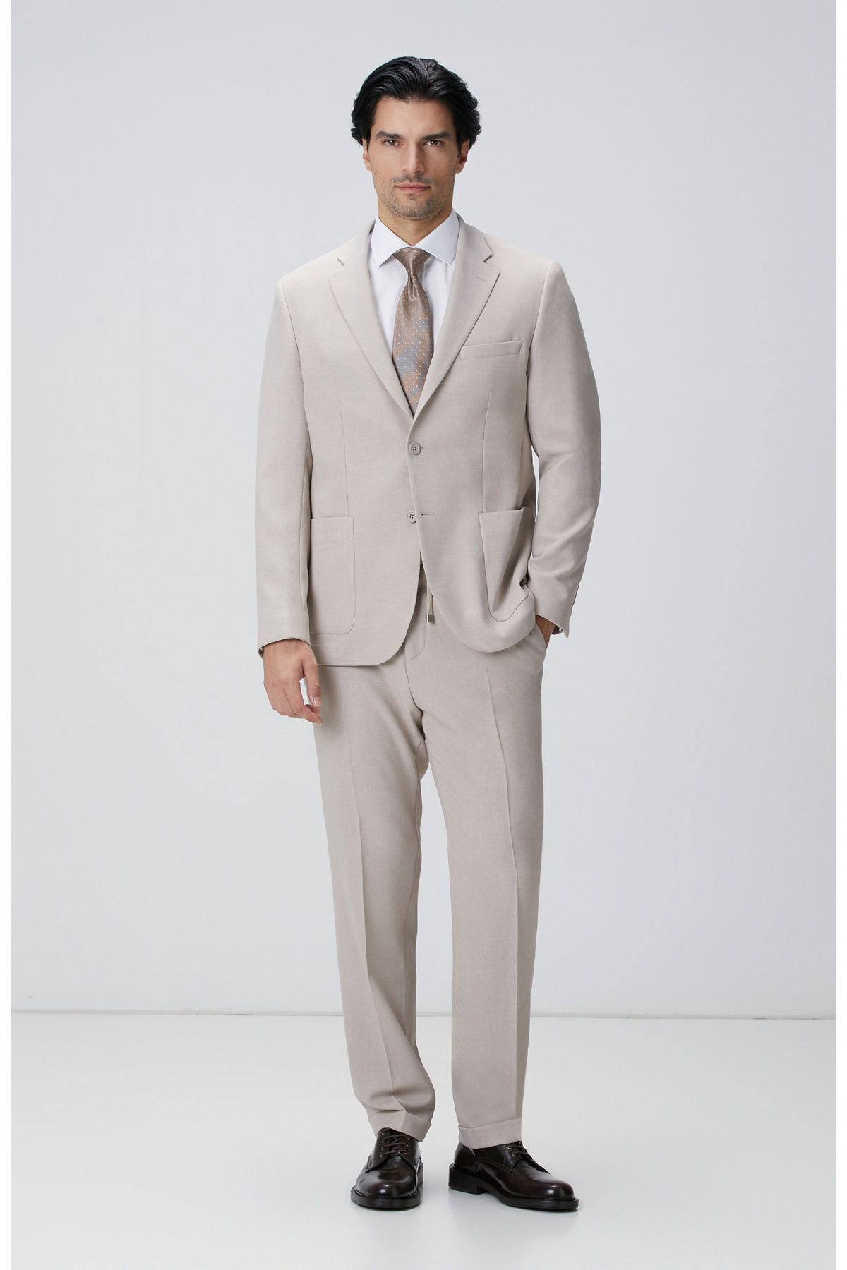 نتورک کت و شلوار دابی ملانژ بژ