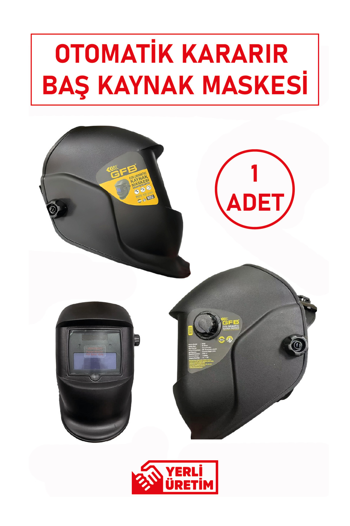 GFB Güneş Enerjili Pilli Otomatik Kararan Kaynak Baş Maskesi | Profesyonel Colormatik Koruma