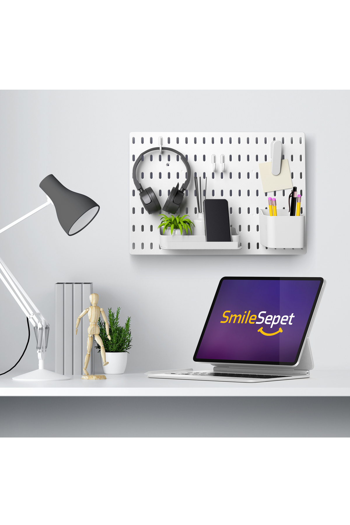 SMİLESEPET ÇOK AMAÇLI PANO ORGANİZATÖR SET 1 (28X40cm) YAPIŞKANLI - Beyaz