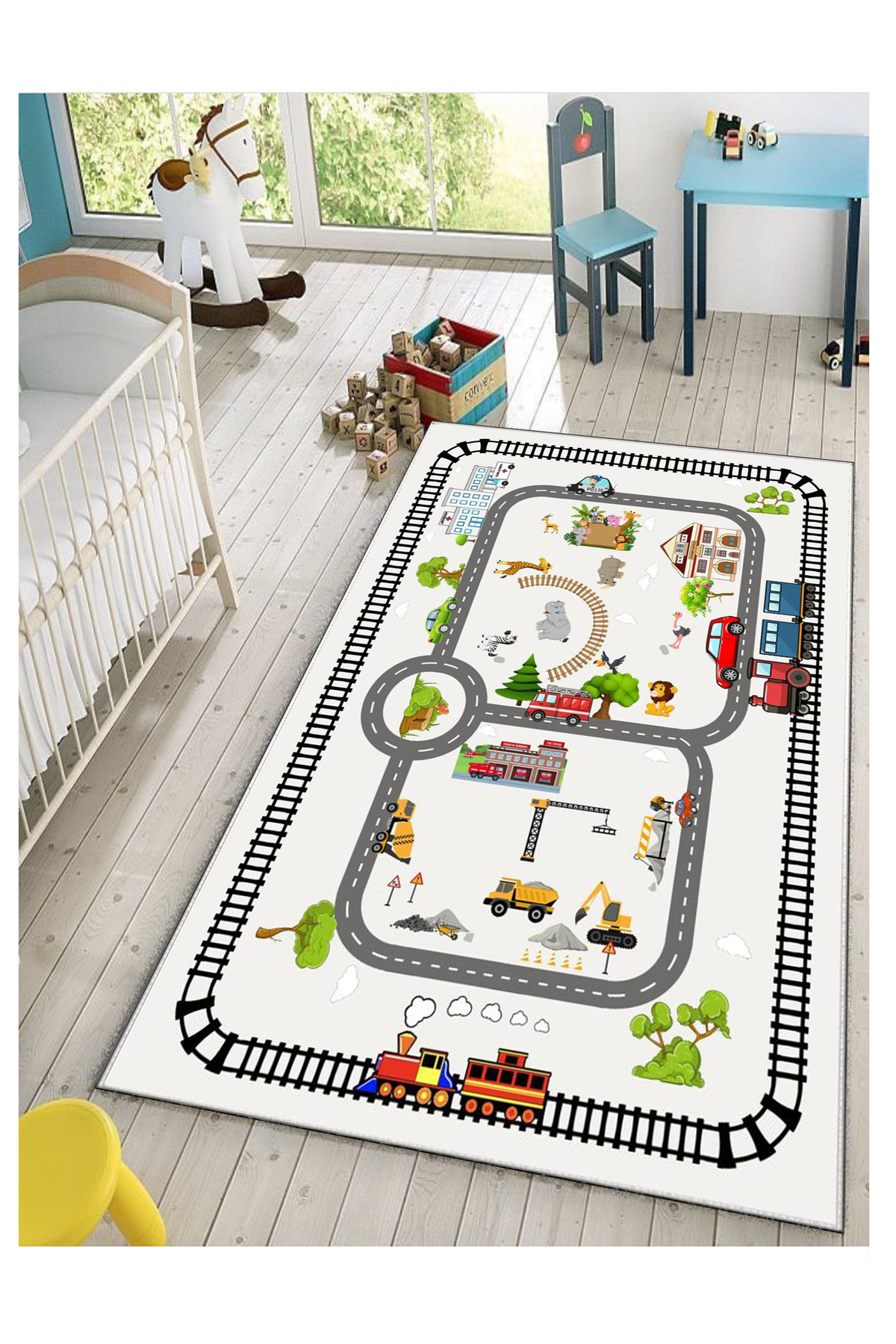 STY Home Trafik Çocuk Oyun Halısı Kaymaz Makinede Yıkanabilir Eğitici Bebek Ve Çocuk Odası Halısı Oyun Matı fotoğrafı 2 (önizleme)