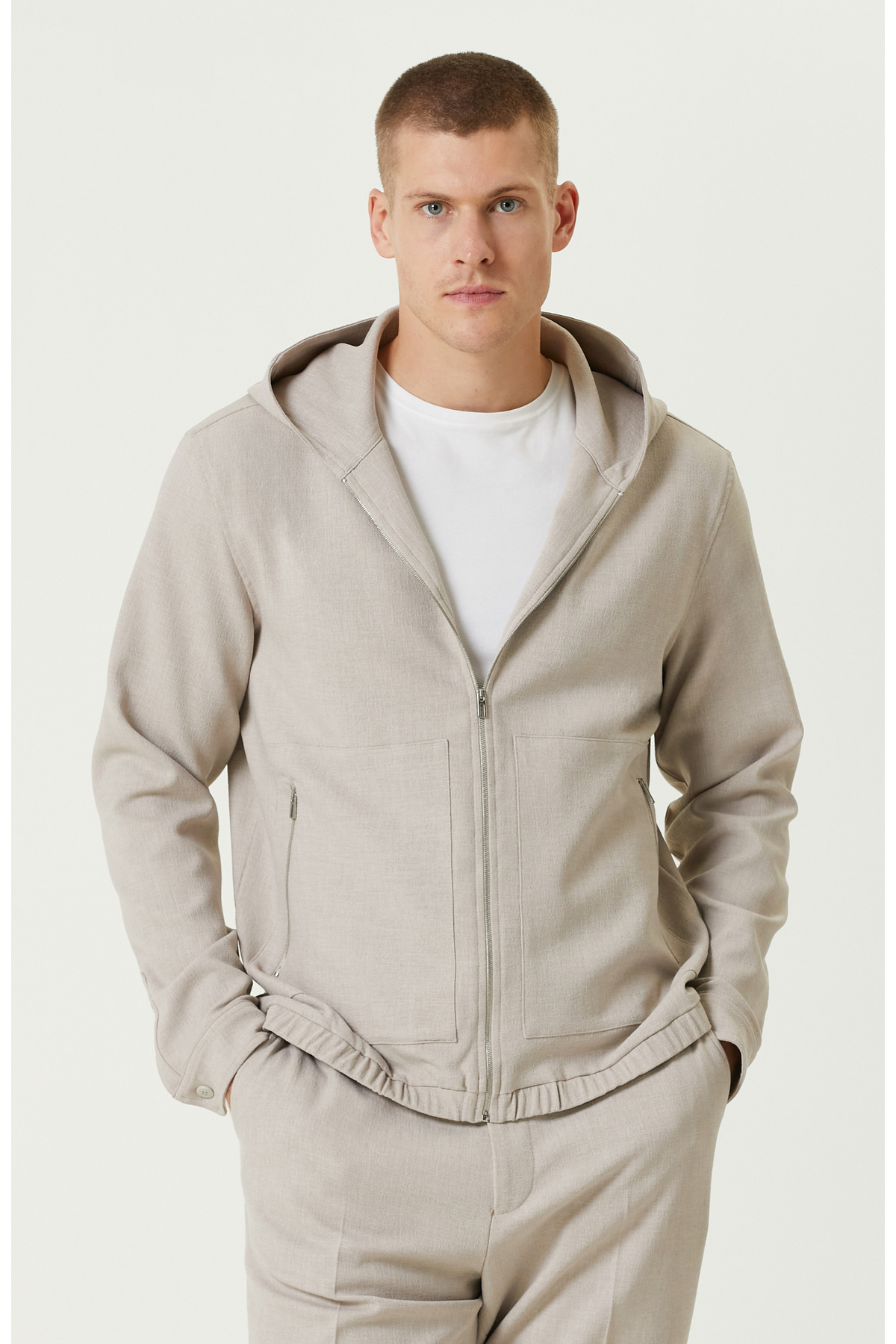 نتورک پیراهن بیرونی کلاه‌دار ملانژ بژ