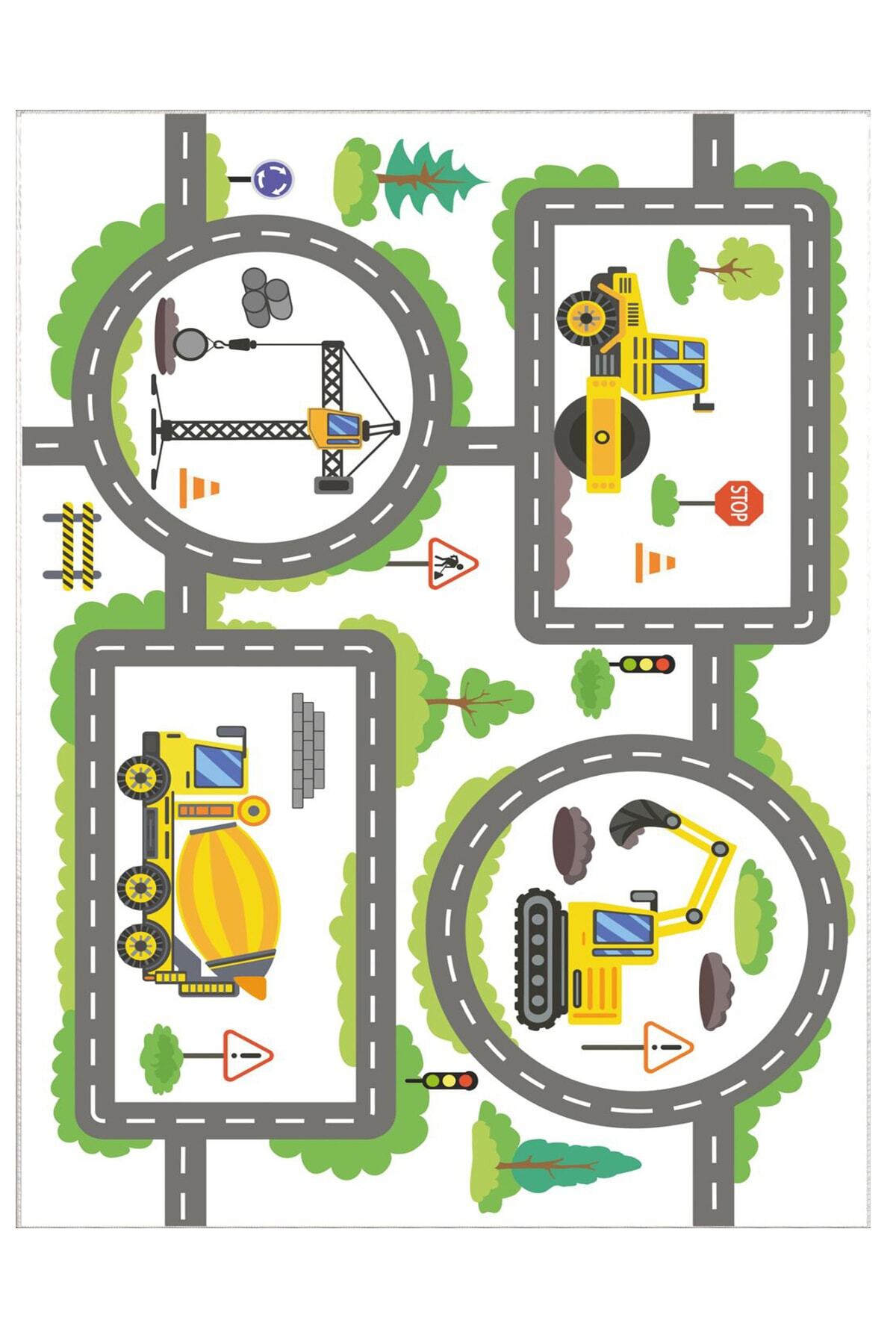 STY Home Trafik Çocuk Oyun Halısı Kaymaz Makinede Yıkanabilir Eğitici Bebek Ve Çocuk Odası Halısı Oyun Matı fotoğrafı 2 (önizleme)