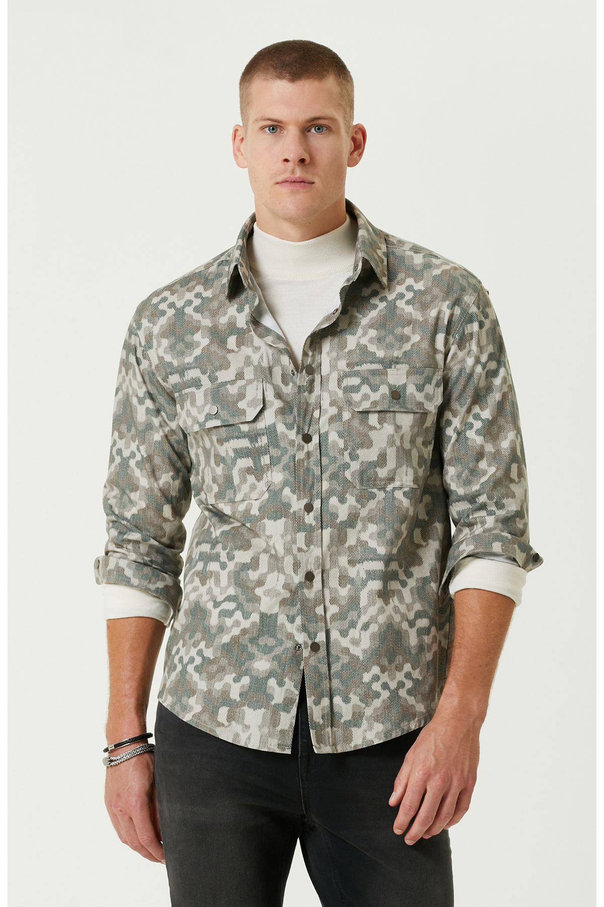 نتورک پیراهن بیرونی طرح‌دار استتار خاکی