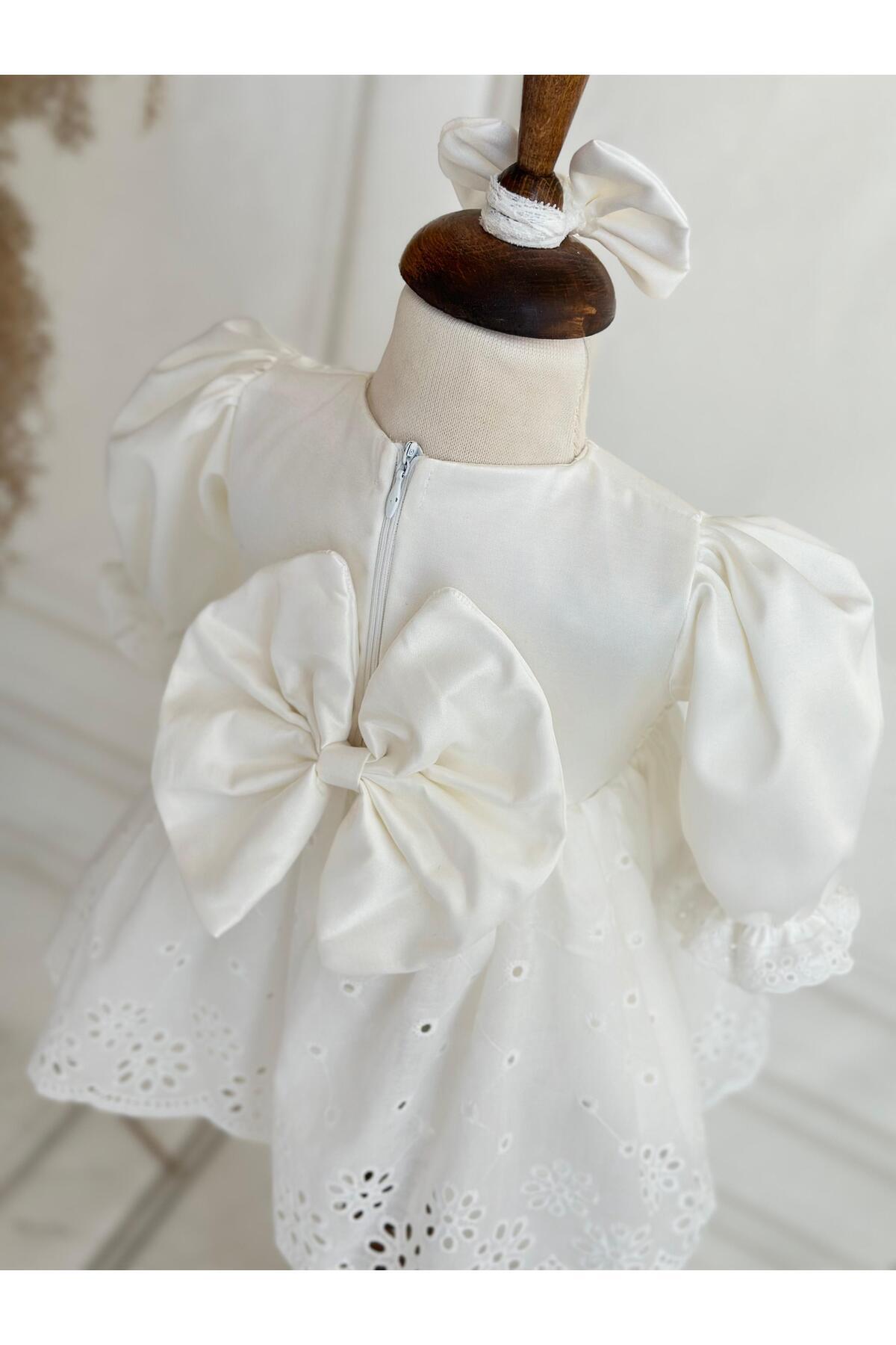 Hobidik Bebek Beyaz Fisto Elbise Seti fotoğrafı 6 (önizleme)