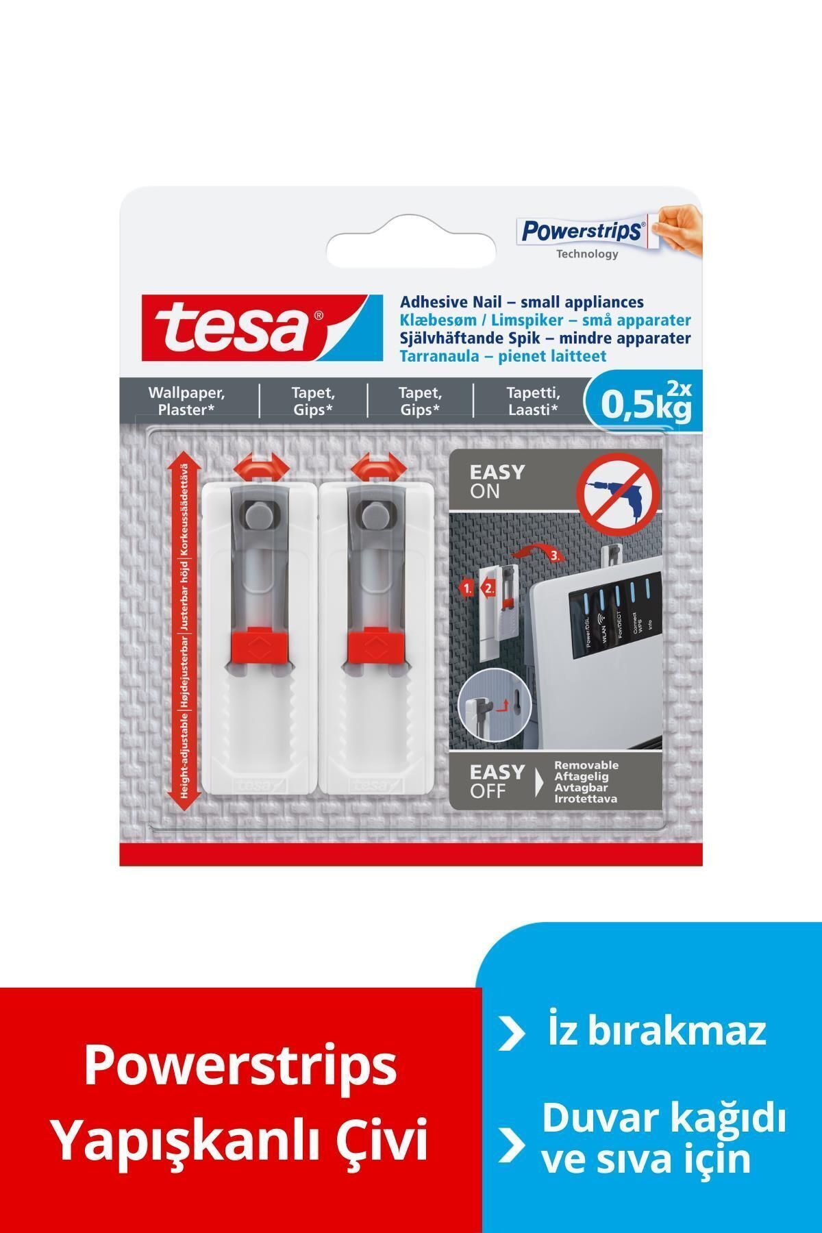 Hanger with Removable Adhesive without Trace - Nail, For Electrical Devices, 0.5 Kg X 2 Pcs