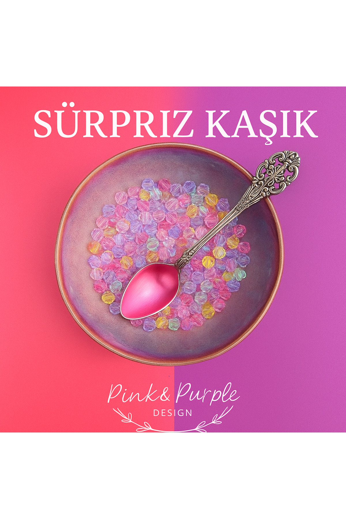 İthal Pink&Purple Sürpriz Kaşık Manifest Hediye Kutusu Doğum Günü,Özel Gün, Hediyelik,