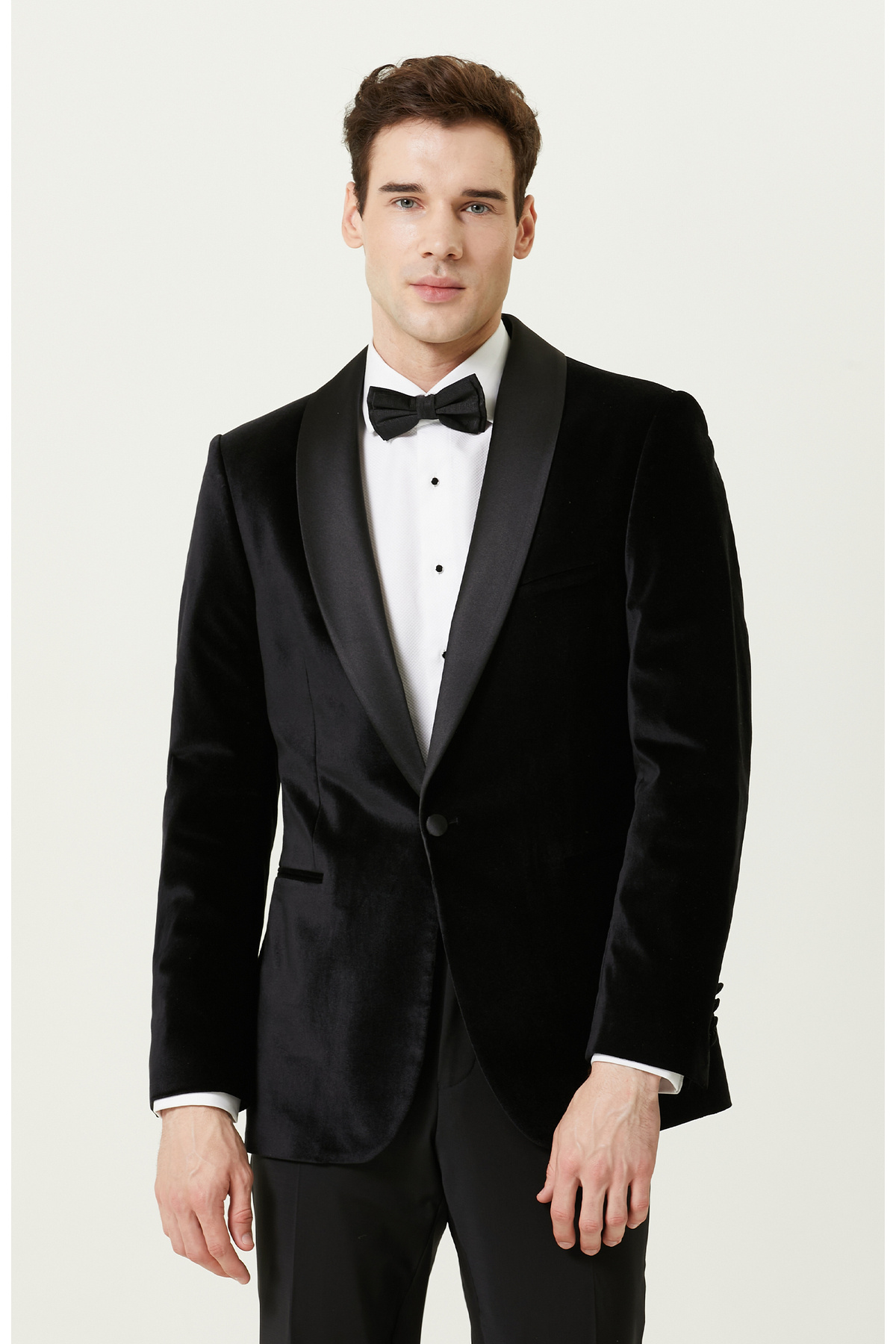 نتورک ژاکت تاکسیدو مخمل مشکی