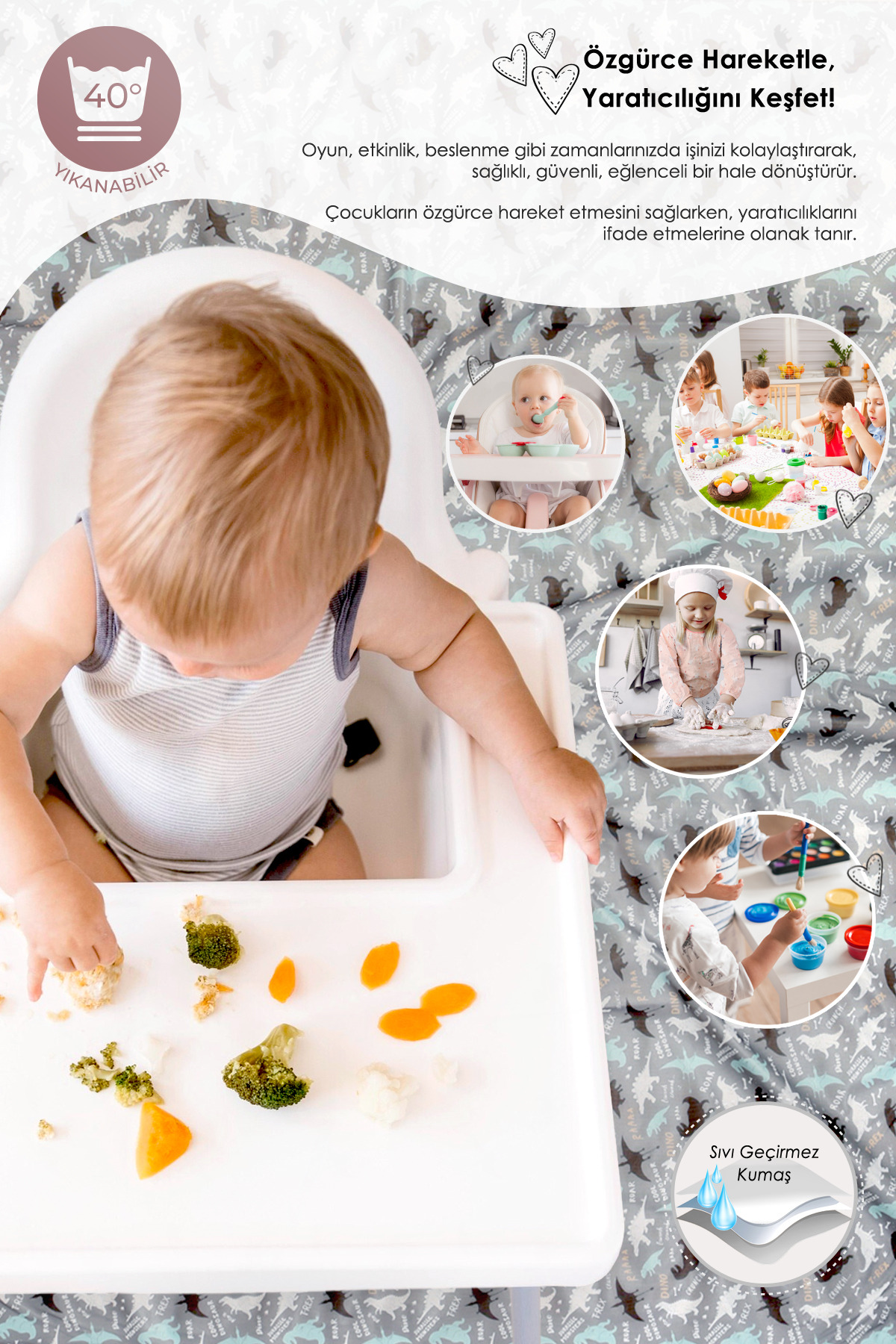 HAMUR Proof Sıvı Geçirmez Etkinlik Aktivite Halı Örtüsü Örtüsü Çok Amaçlı Bebek Çocuk Oyun Matı Junior fotoğrafı 3 (önizleme)