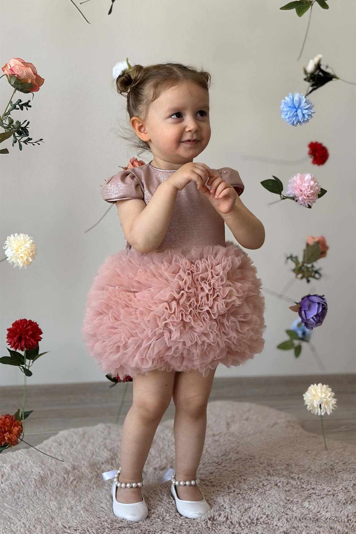 ALYRA Kız Bebek Elbise Kısa Kollu Tüllü Tütü Özel Gün Parti Doğum Günü Düğün Prenses Kız Çocuk Elbise fotoğrafı 5 (önizleme)