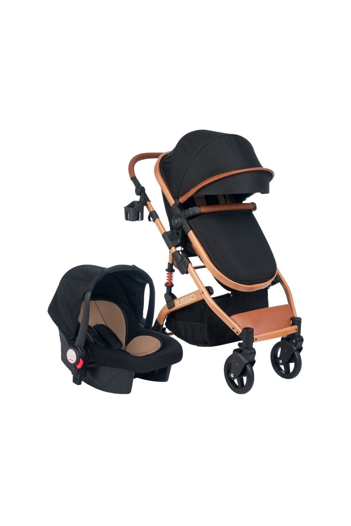 Jusso Pro Max Travel Sistem Bebek Arabası Gold Siyah fotoğrafı 2 (önizleme)