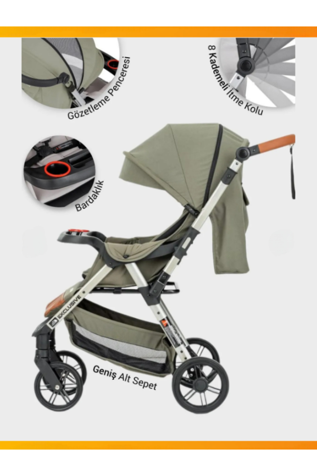 modabebekler 360° Döner Tekerlekli Çift Yönlü Kullanım Geniş Sepetli Bebek Arabası 0-5 Yaş Uyumlu fotoğrafı 2 (önizleme)