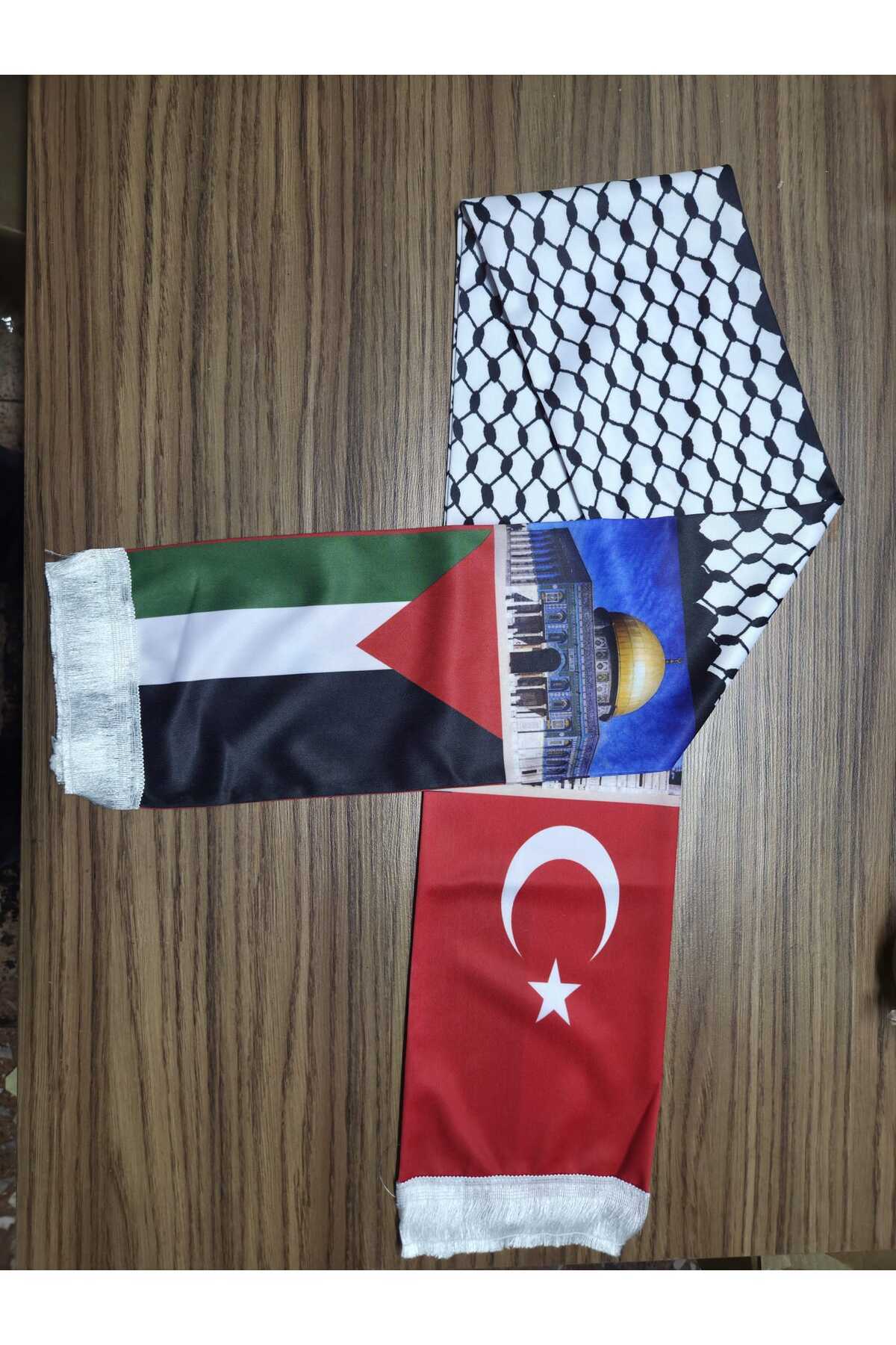 Genel Markalar  FİLİSİTİN VE TÜRK BAYRAĞI SATEN ATKI - Görsel 2