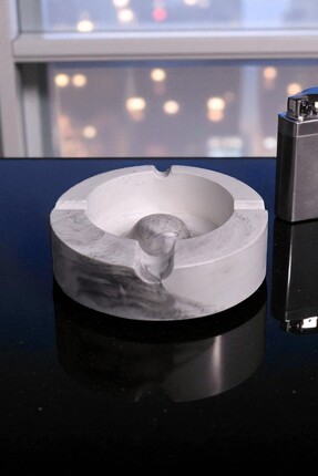 betonmall Mermer Desenli Puro Küllük Büyük Boy Beton Kül Tablası 13 Cm