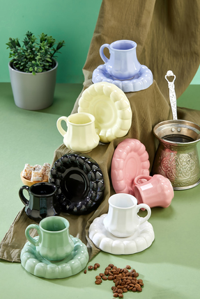 Yumuk Shop 6 Lı Lüks Vera Renkli Kahve Fincanı