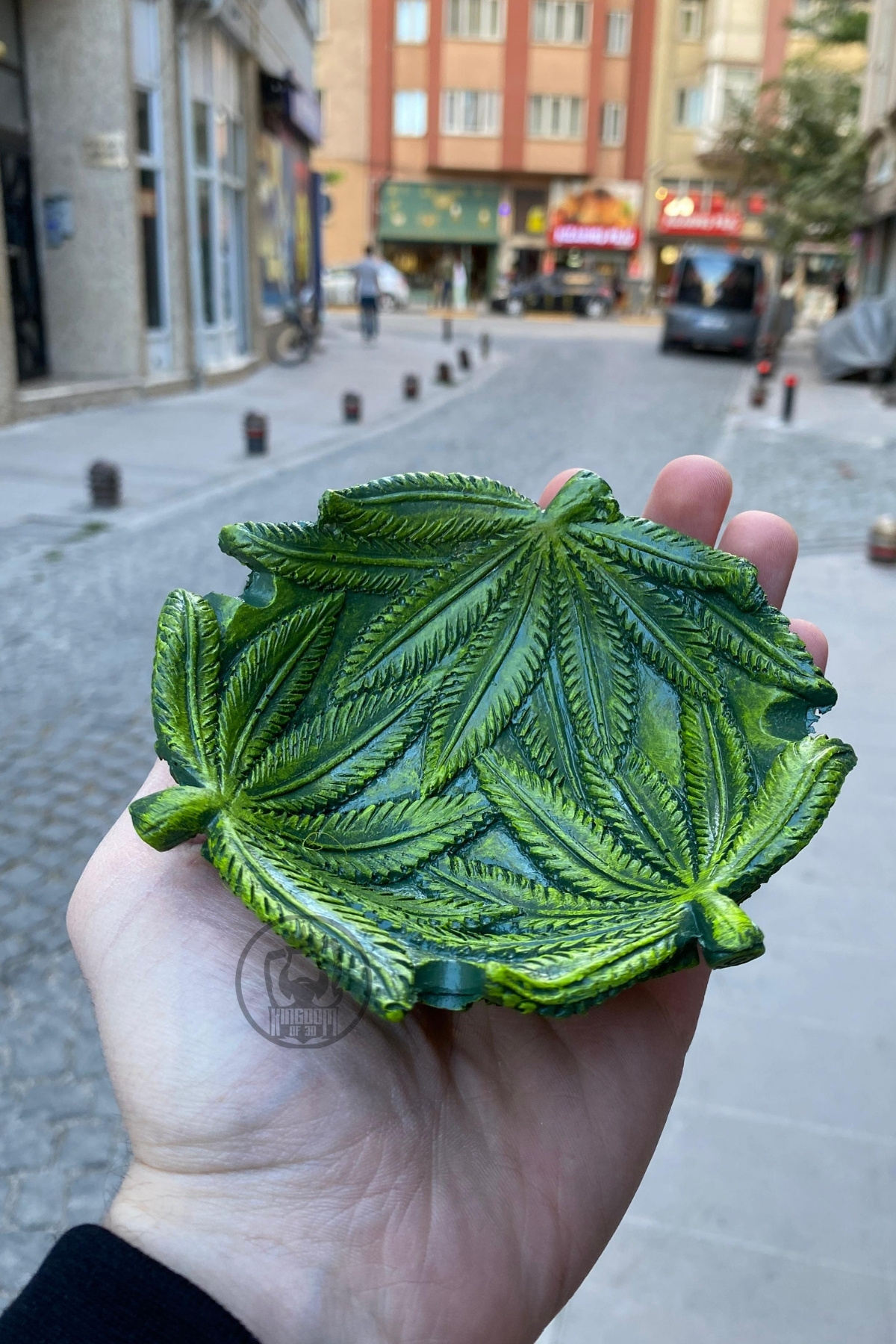 Kingdom of 3D Doğal Yaprak Desenli El Boyaması Dekoratif Küllük