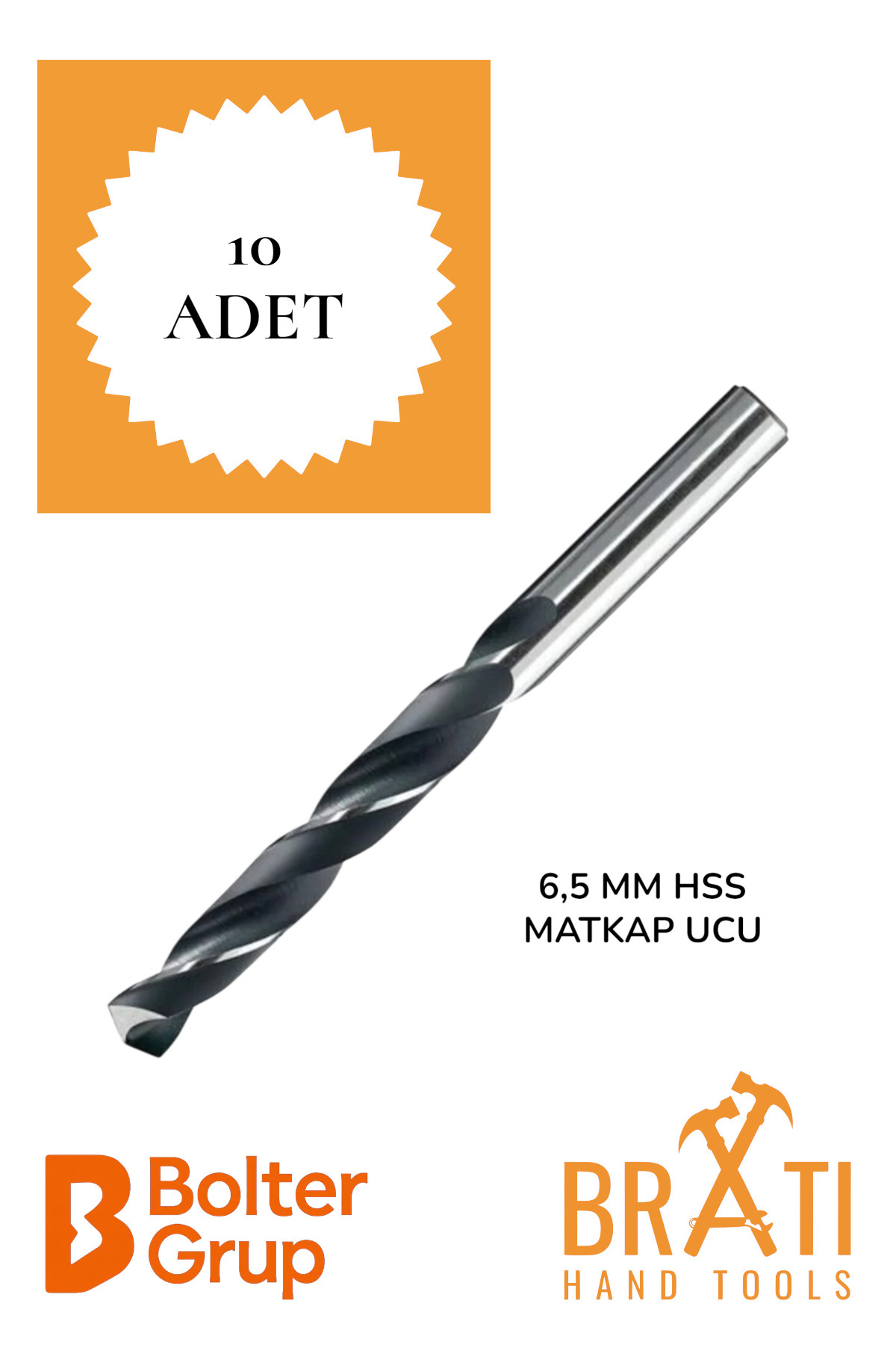 BRATİ HAND TOOLS 6,5 Mm Hss Matkap Uçları 10'lu Paket Metal Alüminyum Ahşap Plastik Delme Uç Delik Açma Uçları