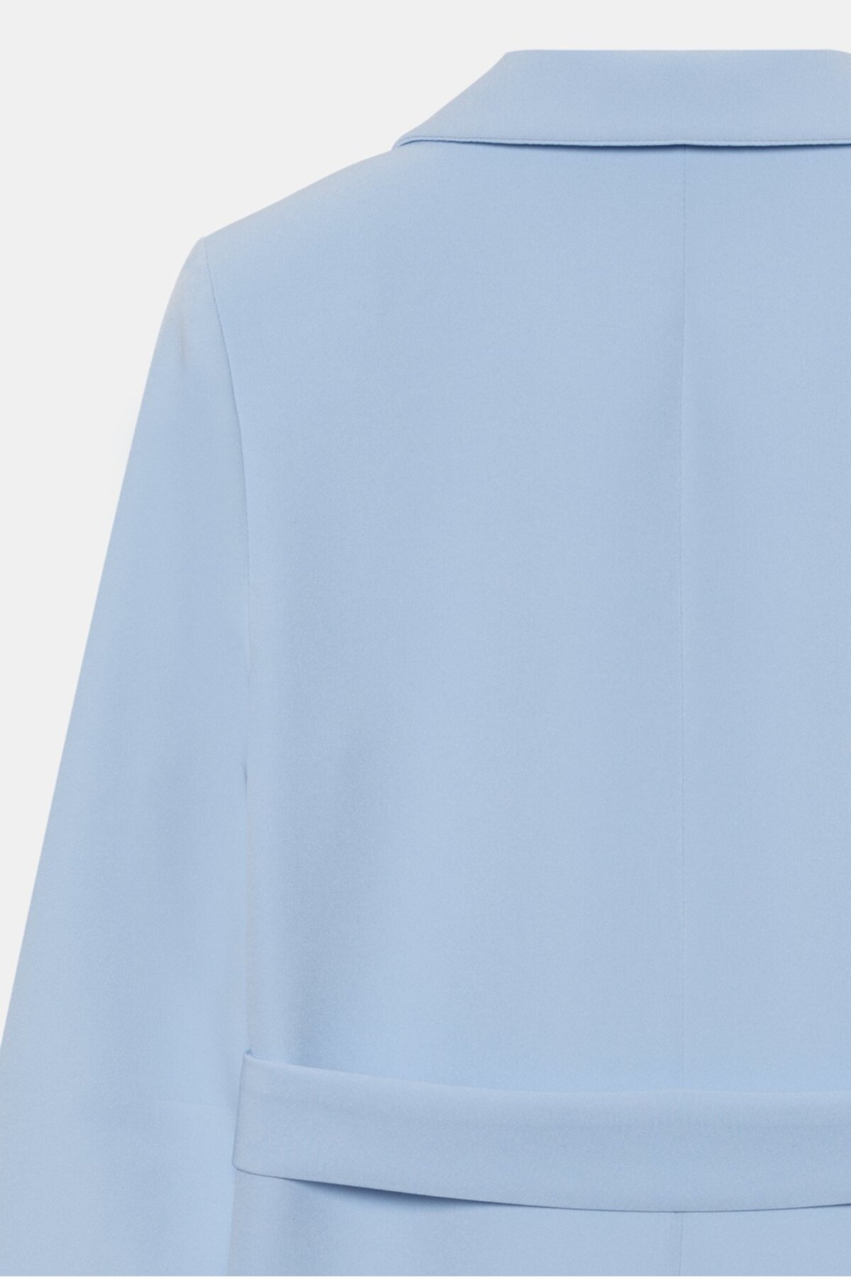 Saade  Bebe Mavi Kadın Tek Düğmeli Dokuma Kruvaze Blazer Ceket - Kuşaklı - Görsel 6
