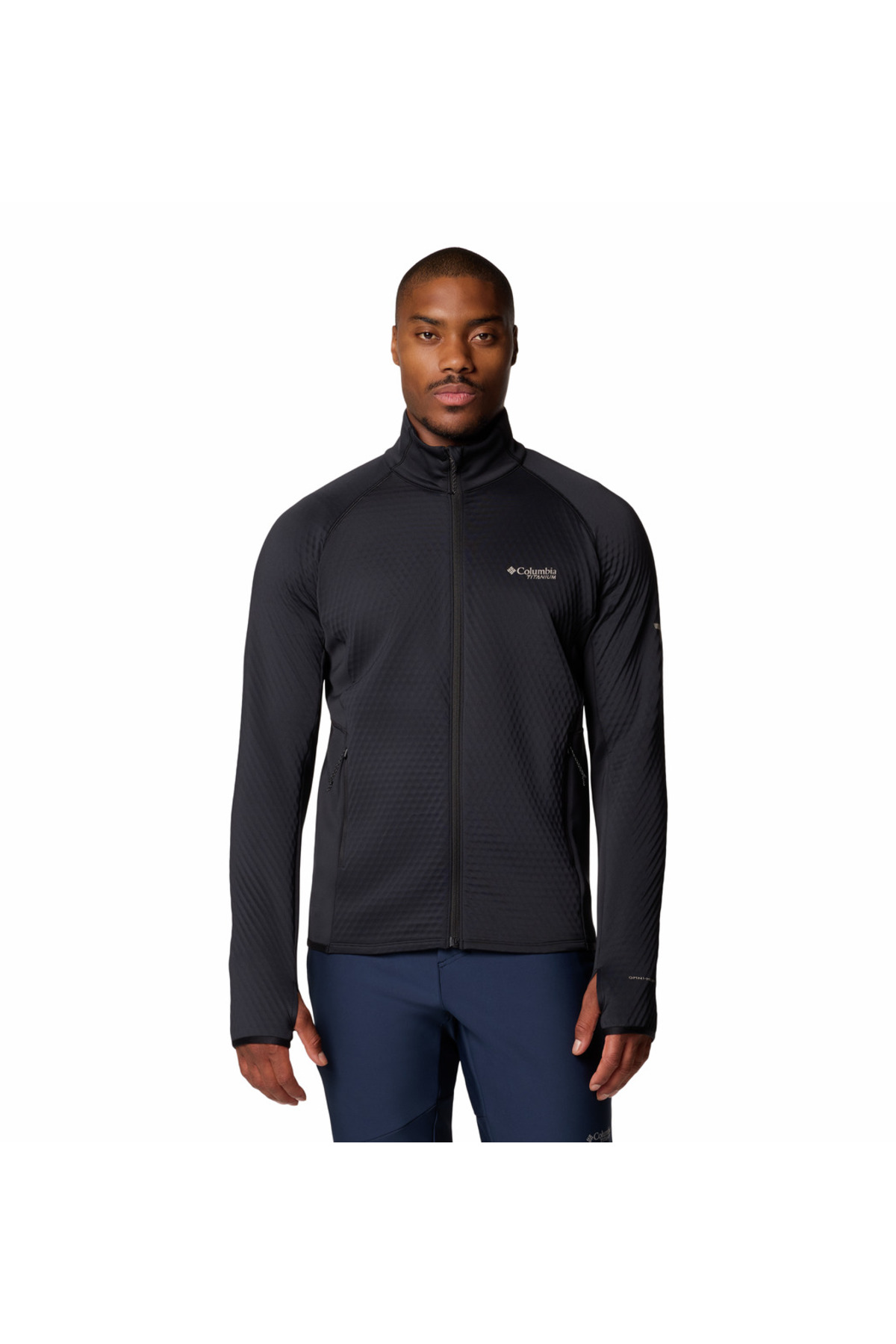 کلمبیا تاپ پشمی مردانه تمام زیپ Omni-Heat Helix طرح برگ کریستالی