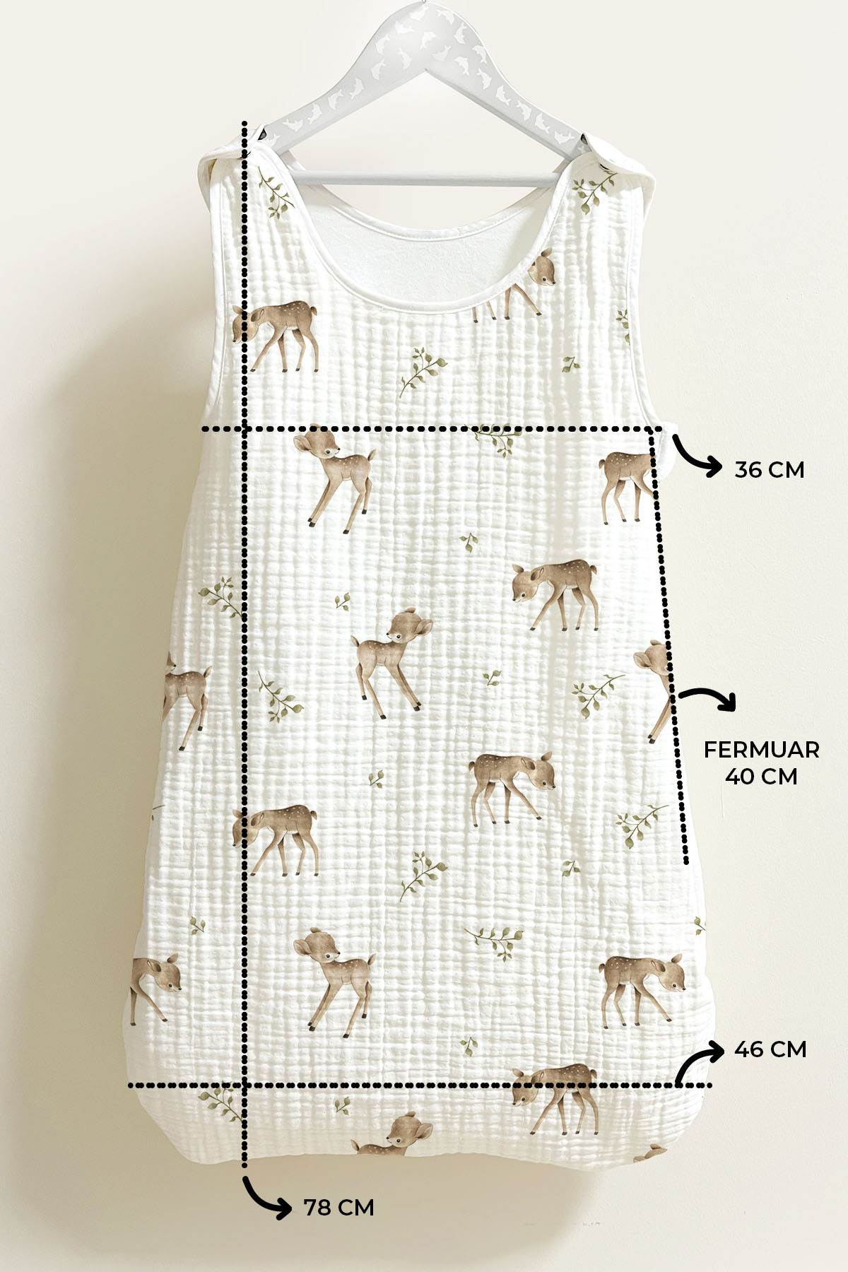 Tuğba Kuğu 4 Kat Müslin 1.2 TOG Bebek Uyku Tulumu (0-18 AY) - Bambi Dream fotoğrafı 5 (önizleme)