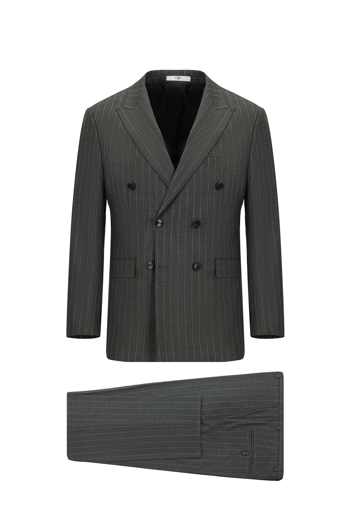 Kiğılı  6 Drop Regular Fit Standart Kesim Çizgili Kruvaze Takım Elbise