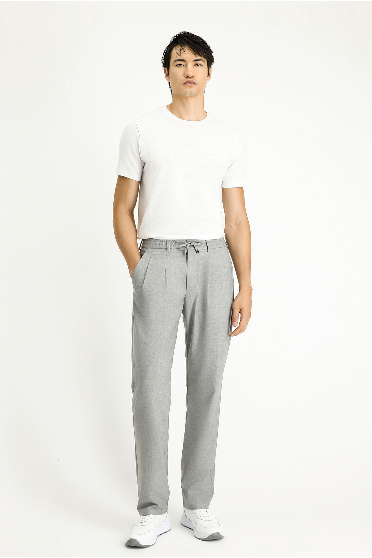 Kiğılı  6 Drop Regular Fit Standart Kesim Beli Lastikli İpli Likralı Pileli Pantolon - Görsel 2