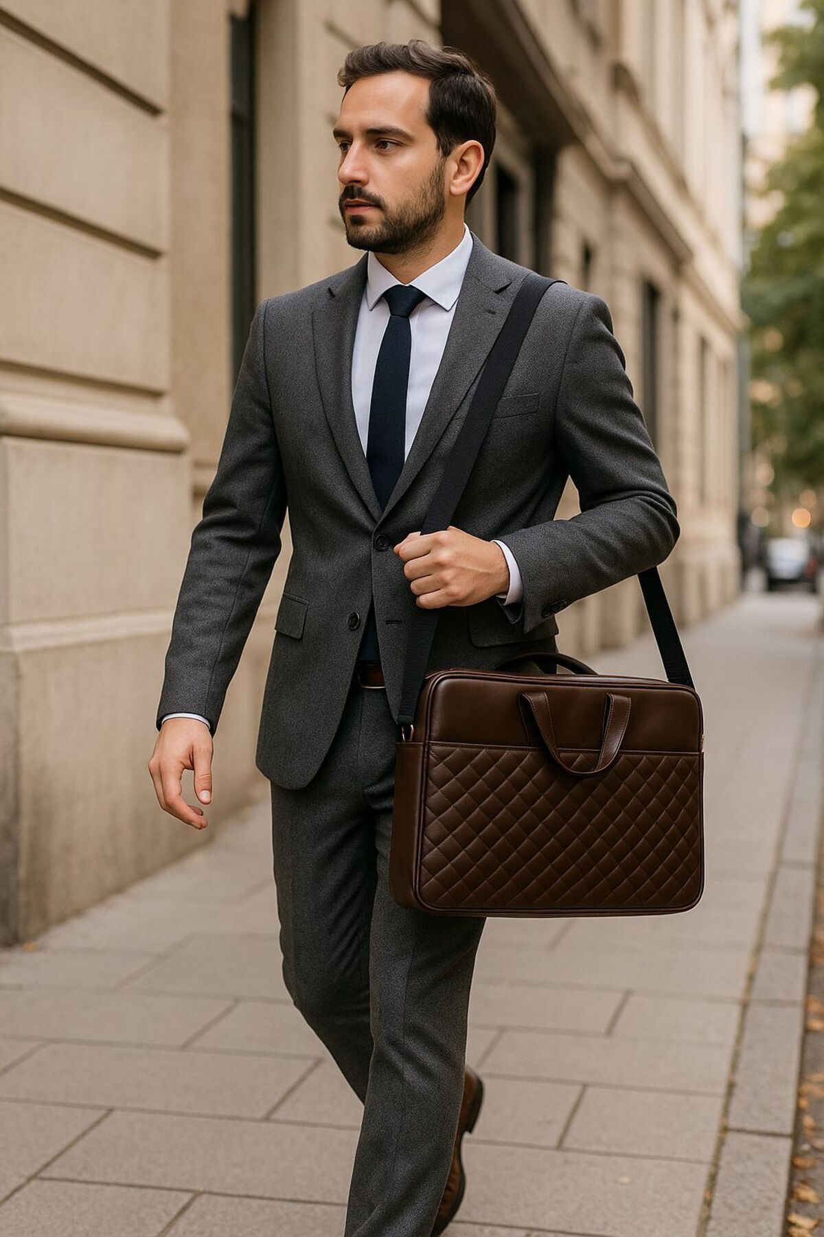 Moda West  Premium Kapitone Desen 15" & 16"inç Laptop Notebook Tabletlere Uyumlu Evrak Dosya Bilgisayar Çantası - Görsel 5