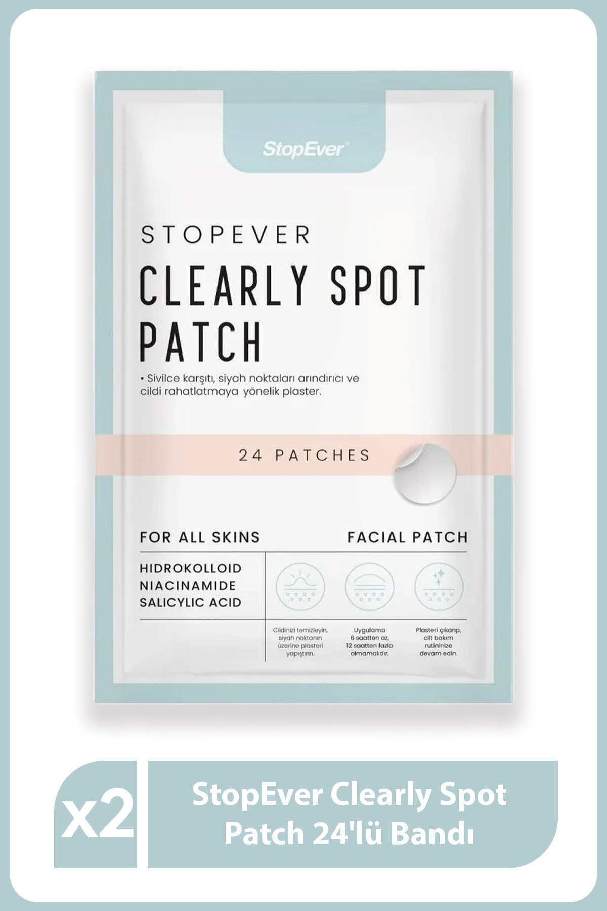 StopEver Clearly Spot Patch 48li Bandı I Hidrokolloid, Niyasinamid Içerikli Akne Karşıtı / Bandı