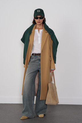 Beyyoglu Oversize Yün Karışımlı Kaşe Kaban