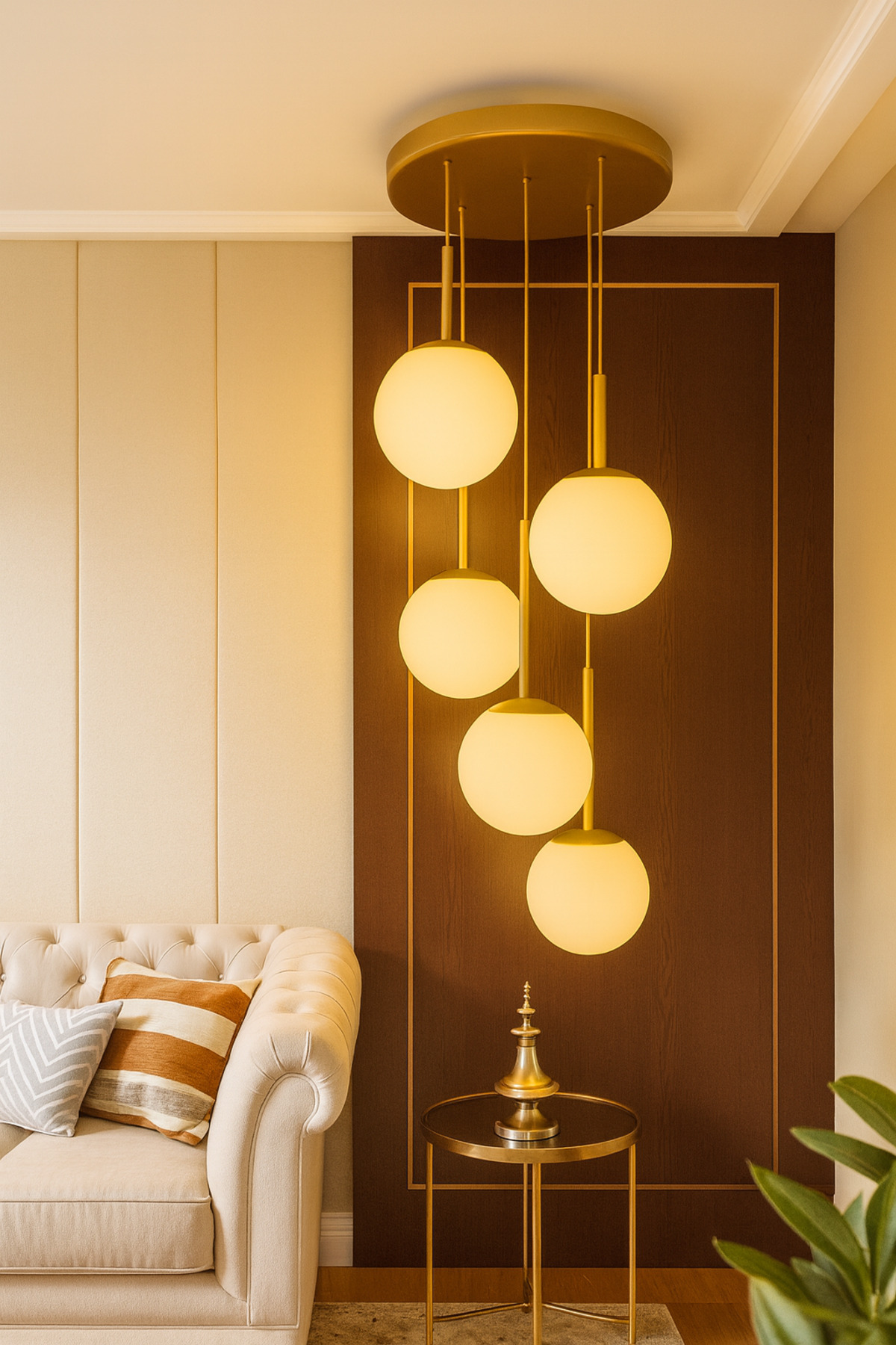 Feris 5 Lİ Sarkıt Top Avize ESKİTME GÖVDE BEYAZ GLOP CAMLI Dayanıklı Kasa Modern Yemek Masa Avize