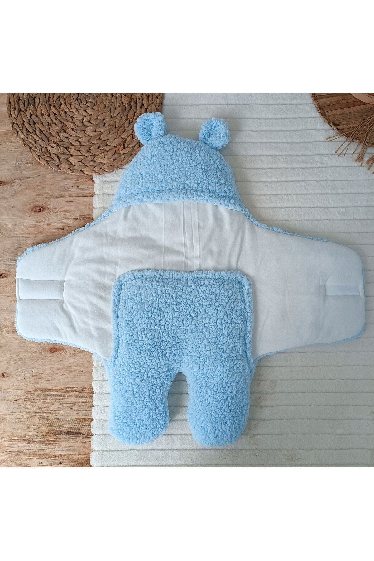 Tomuycuk Welsoft Pelüş Bebek Kundak Battaniyesi Ayaklı Uyku Tulumu | Kışlık Kalın Mont | 0-12 Ay Yenidoğan fotoğrafı 5 (önizleme)