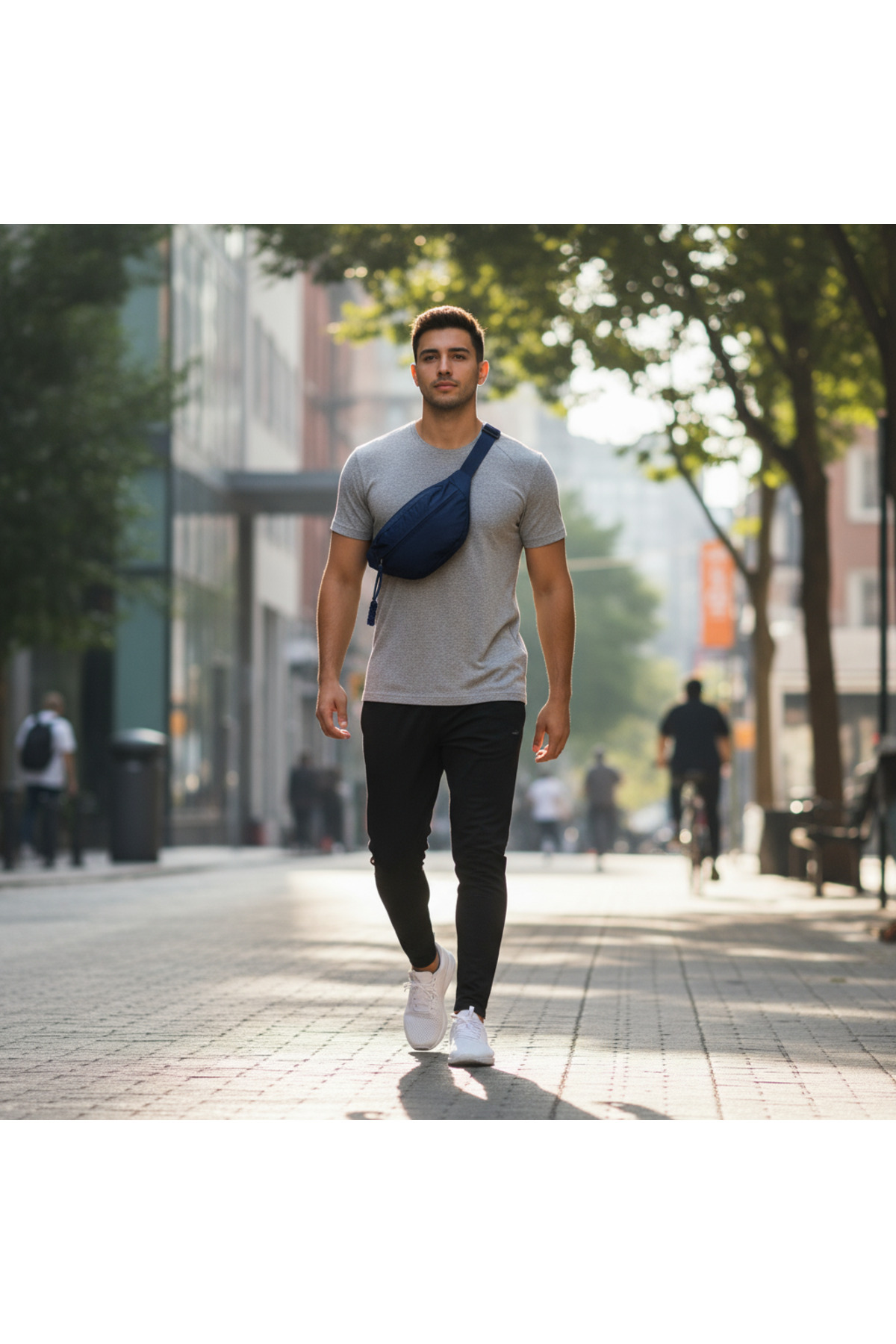 wellwich Lacivert Çapraz Çanta Bel Çantası Spor Çantası Ultra Hafif Oxford Kumaş Suya Dayanıklı görsel 4