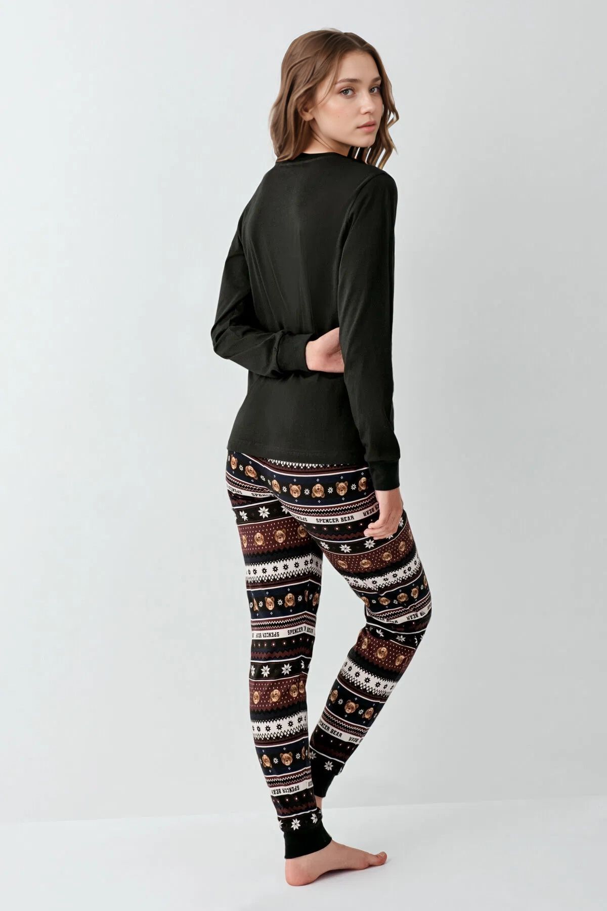 Loule %100 Pamuklu Anne & Kız Çocuk Baskılı Antrasit İkili Pijama Takımı L1.AR.346.1.002 fotoğrafı 5 (önizleme)