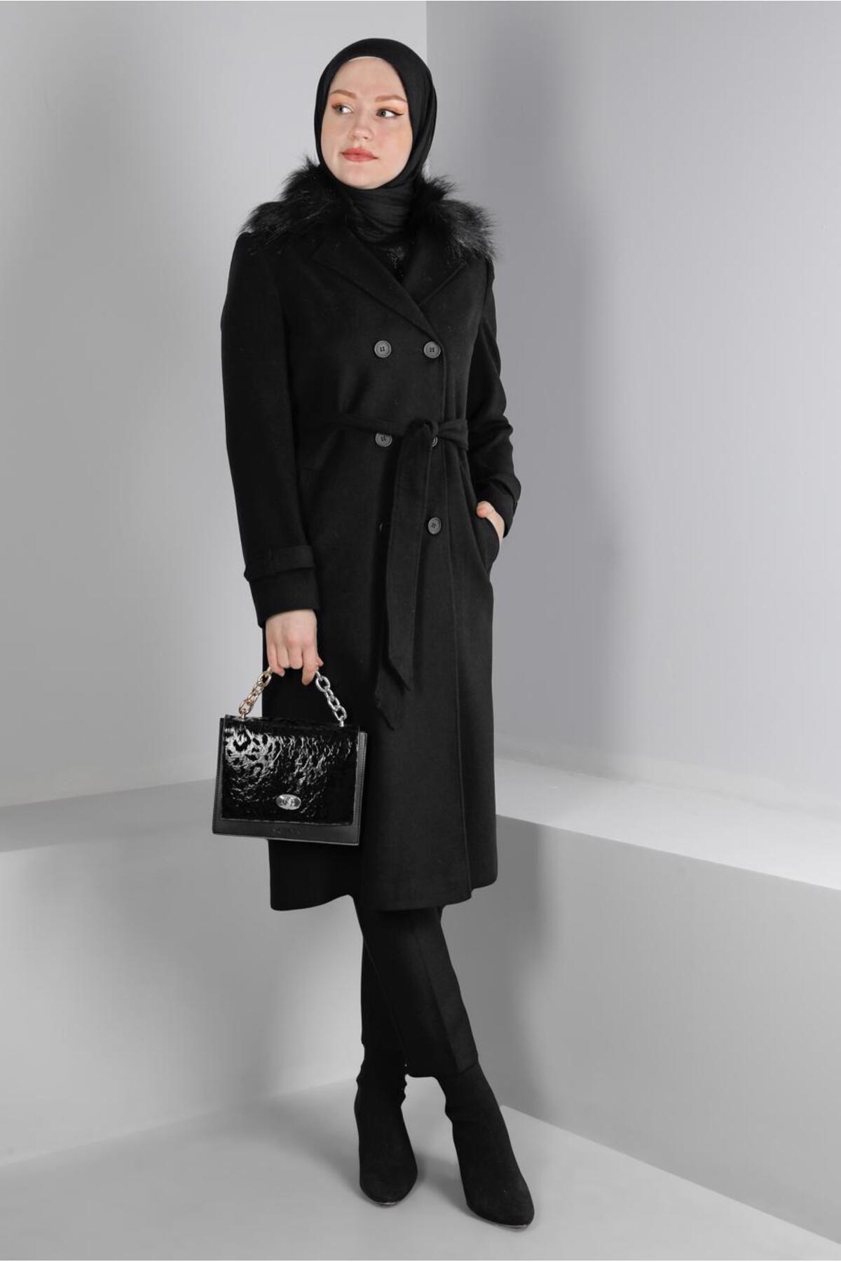 آلوینا کت خزدار کمربنددار ۹۰۳۹۳