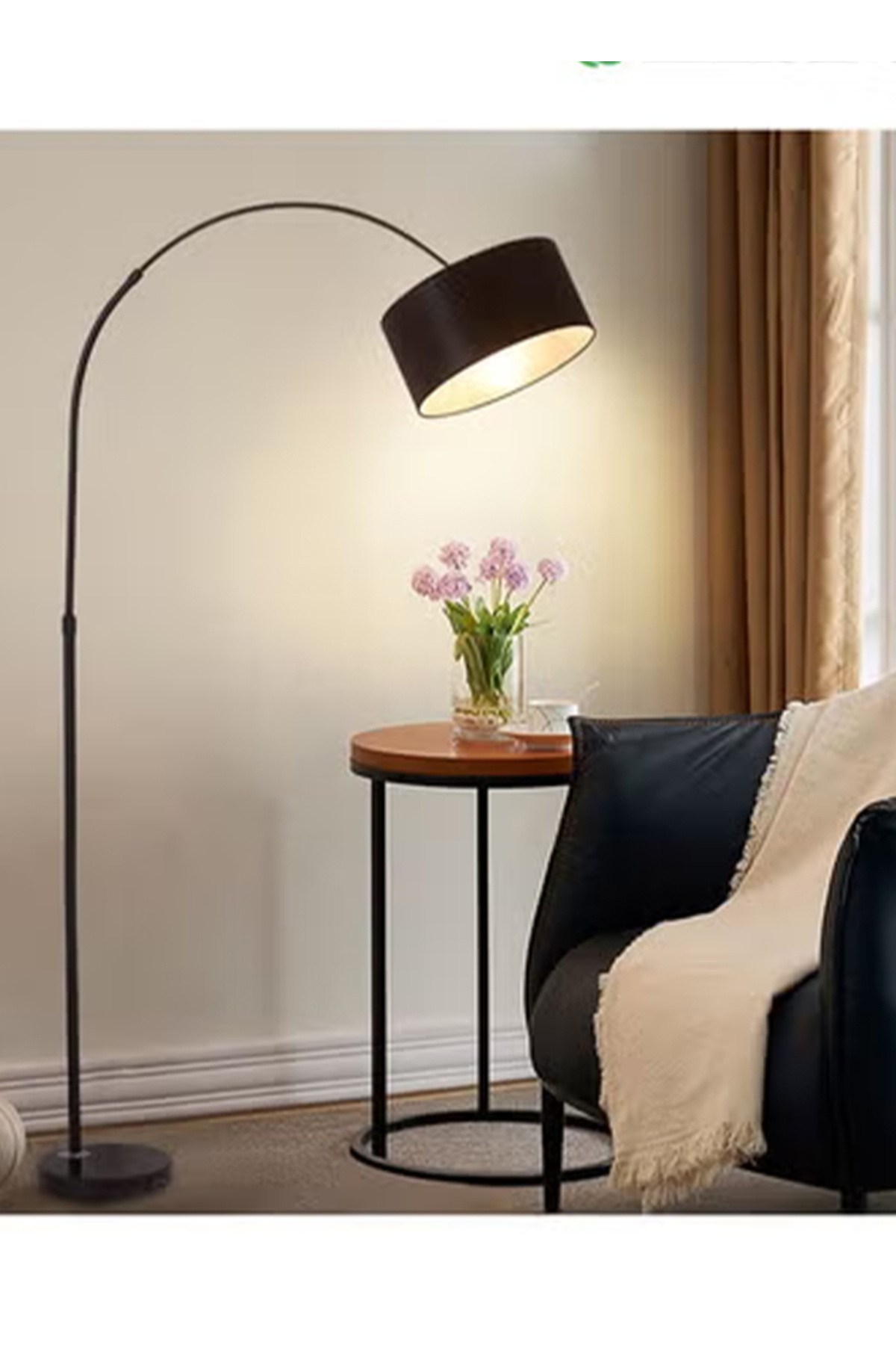 مصباح أرضي LED عمودي بتصميم كلاسيكي منحني