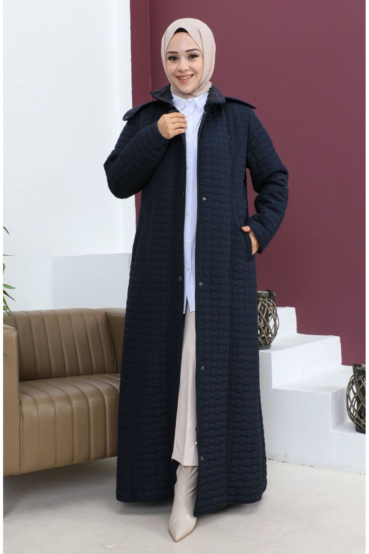 GÖZDE GİYİM  BÜYÜK BEDEN KAPİTONE MANTO - Görsel 2