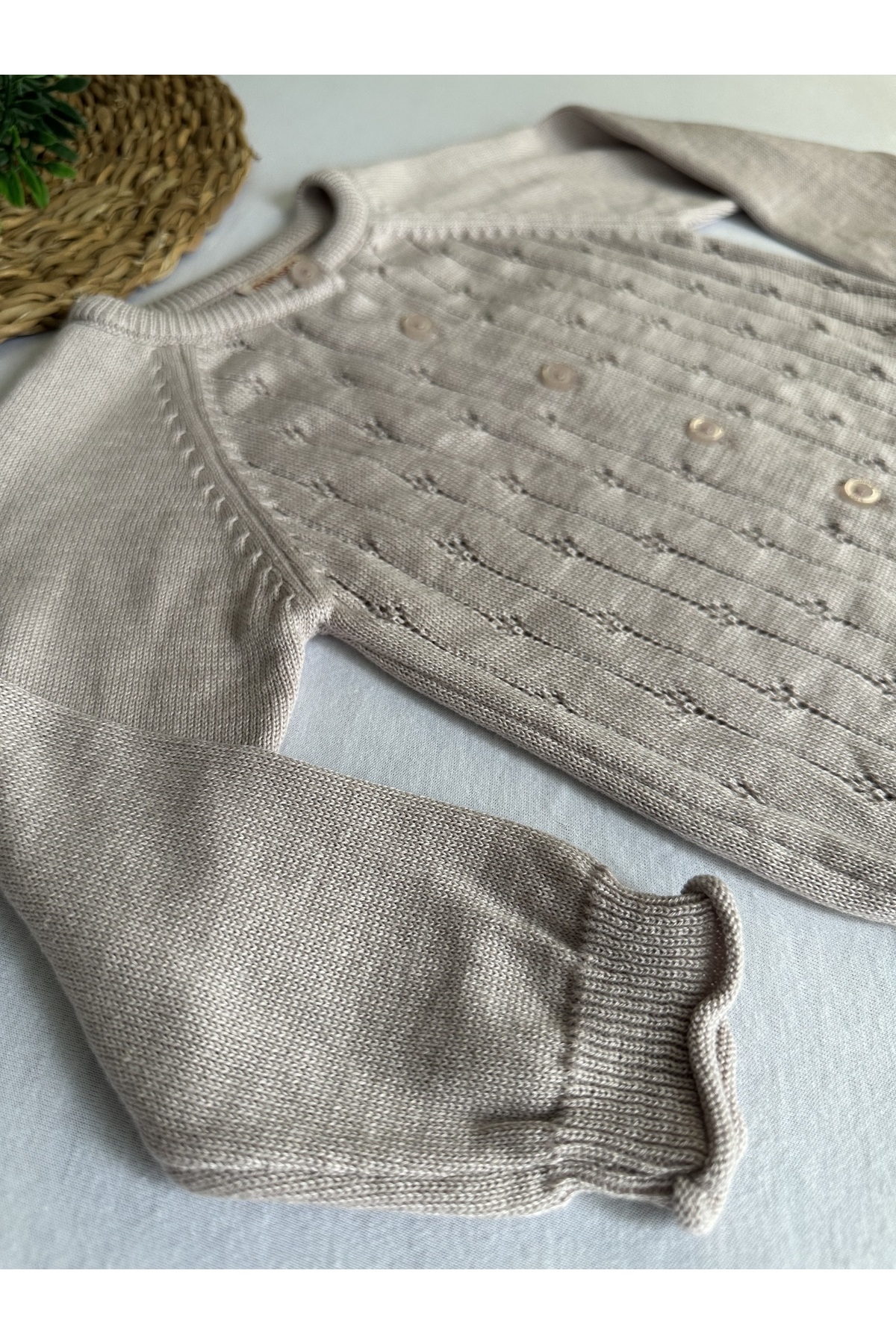 Minora Kız Bebek/Çocuk Ajur Hırka - Pudra fotoğrafı 2 (önizleme)