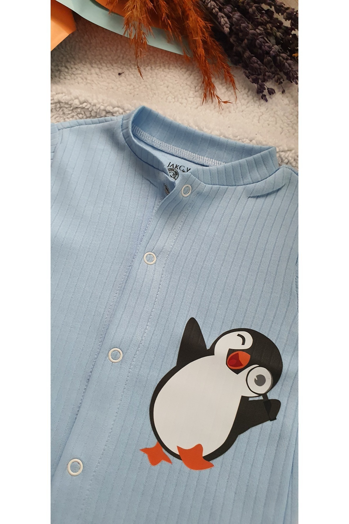 JAKC WAYS %100 Pamuk Penguen Desenli Kısa Kollu Şort Tulum / Bebek Zıbın / Çocuk Zıbın Şorttulum fotoğrafı 3 (önizleme)