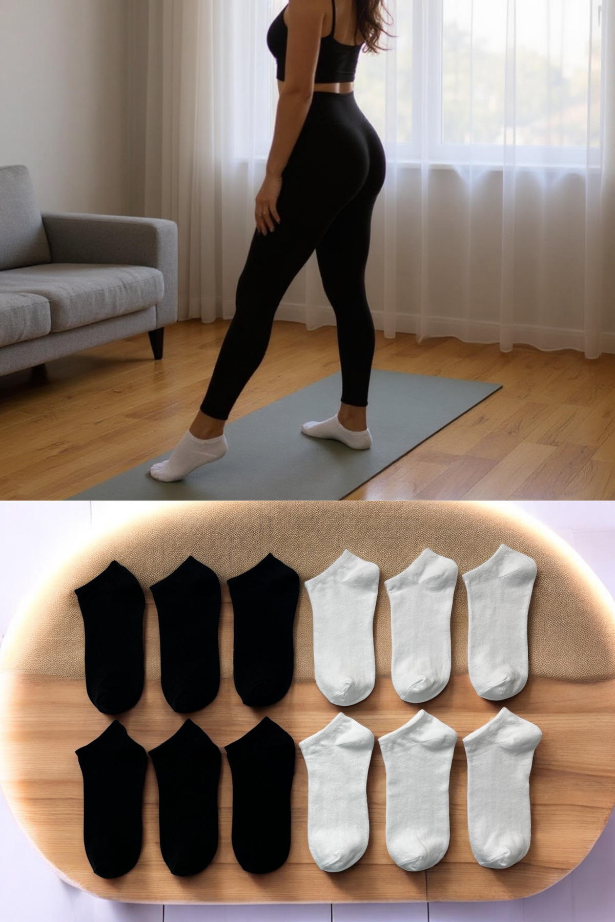Women Men's 10-Pack Cotton Plain Black and White Mixed Booties Socks Set Comfortable Breathable