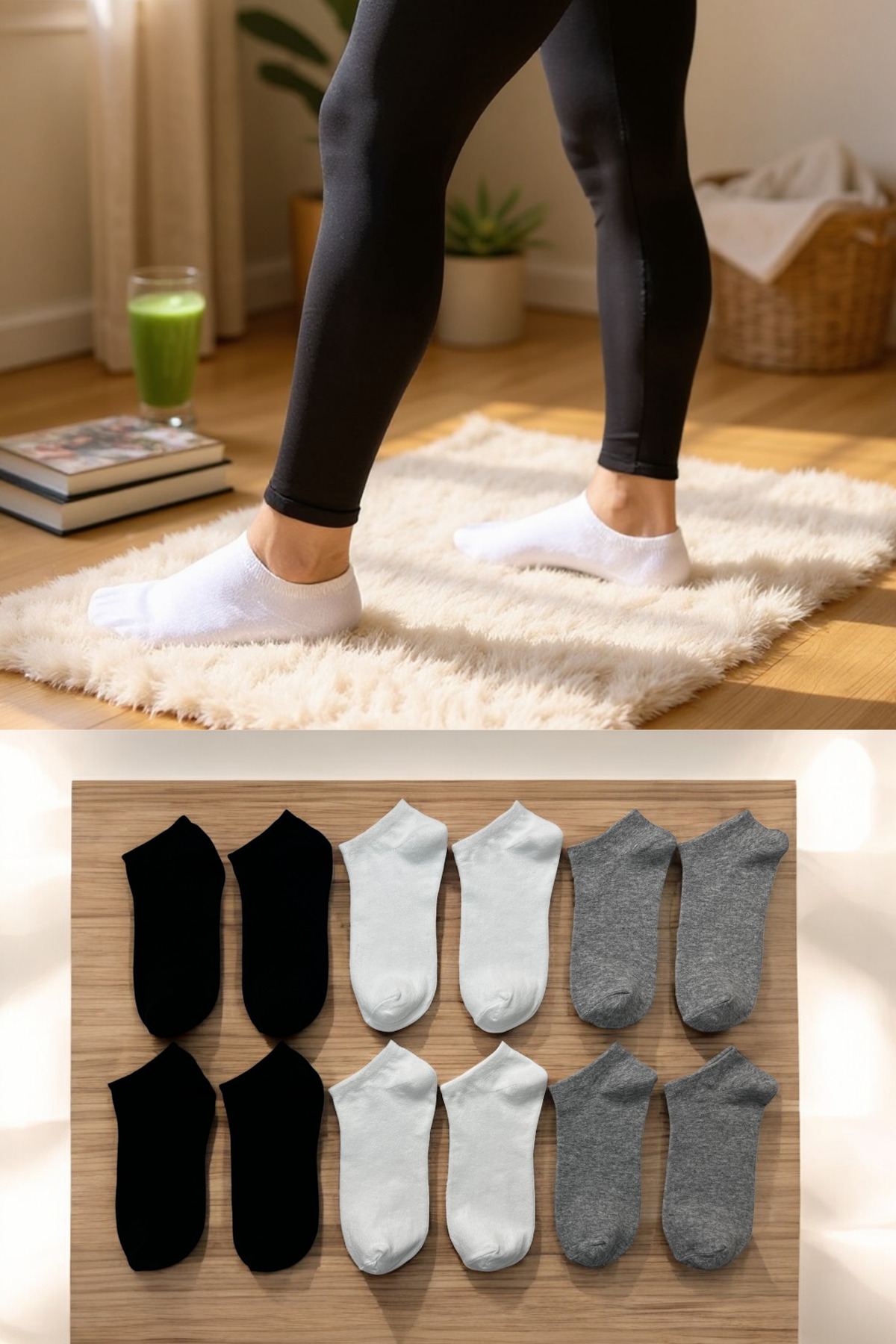 Women Men's 10-Pack Cotton Plain Black White Gray Mixed Booties Socks Set Breathable