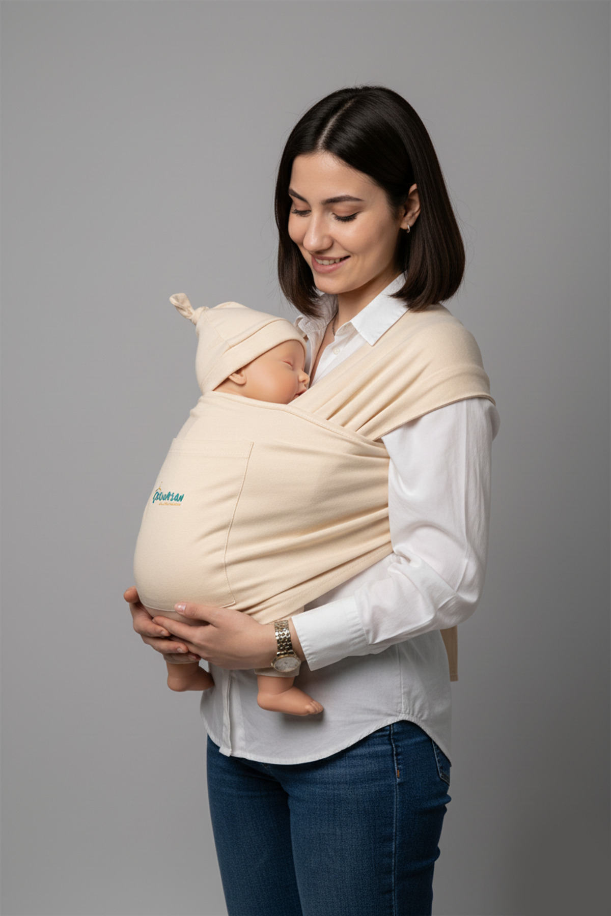Çocuksan Baby&Kids Wear Anne-bebek Konforu Için Cepli Krem Bebek Taşıma Anakucağı – Pratik Ve Şık Sling Tasarım fotoğrafı 3 (önizleme)