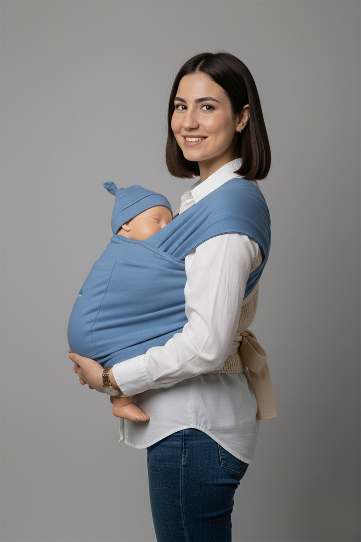 Çocuksan Baby&Kids Wear Anne-bebek Konforu Için Cepli Indigo Bebek Taşıma Anakucağı – Pratik Ve Şık Sling Tasarım fotoğrafı 3 (önizleme)