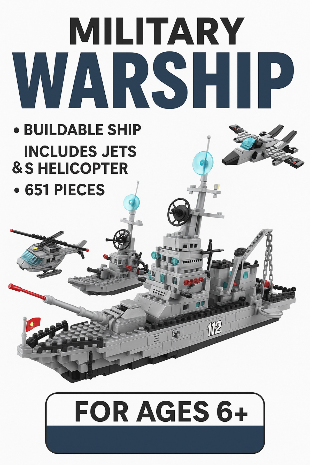 ۶۵۱ تکه بلوک ساختنی ناو هواپیمابر جنگی - اسباببازیهای آموزشی و سرگرمکننده برای کودکان!