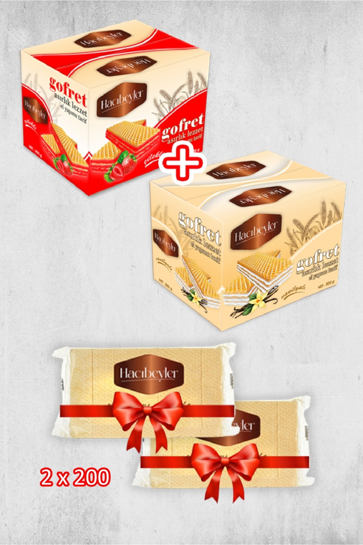 HACIBEYLER çilekli ve vanilyalı 800 gr gofret 800 gr x2