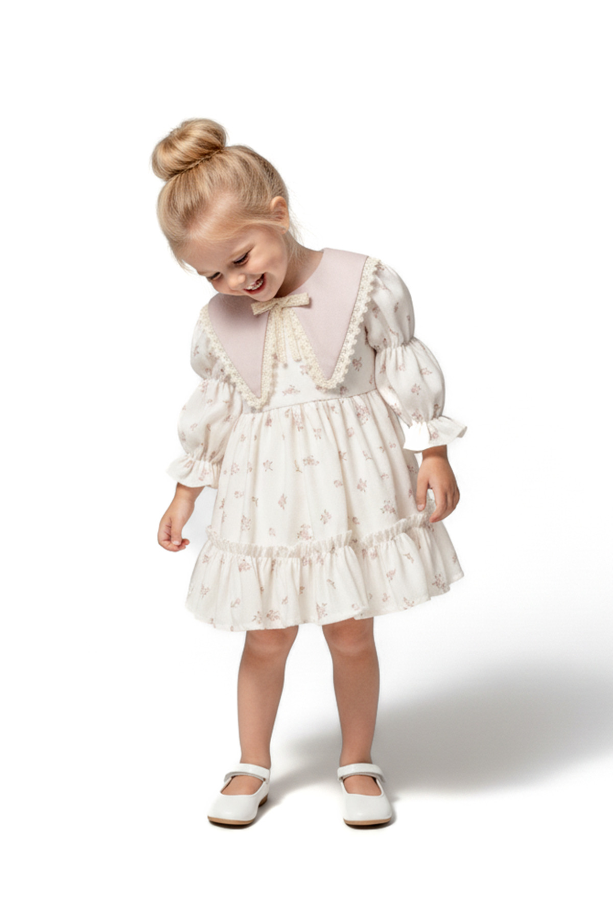 Baby Animals Kız Bebek Elbise Kız Çocuk Elbise Yakalı Doğum Günü Parti Düğün Özel Gün Uzun Kol Astarlı Elbise fotoğrafı 5 (önizleme)