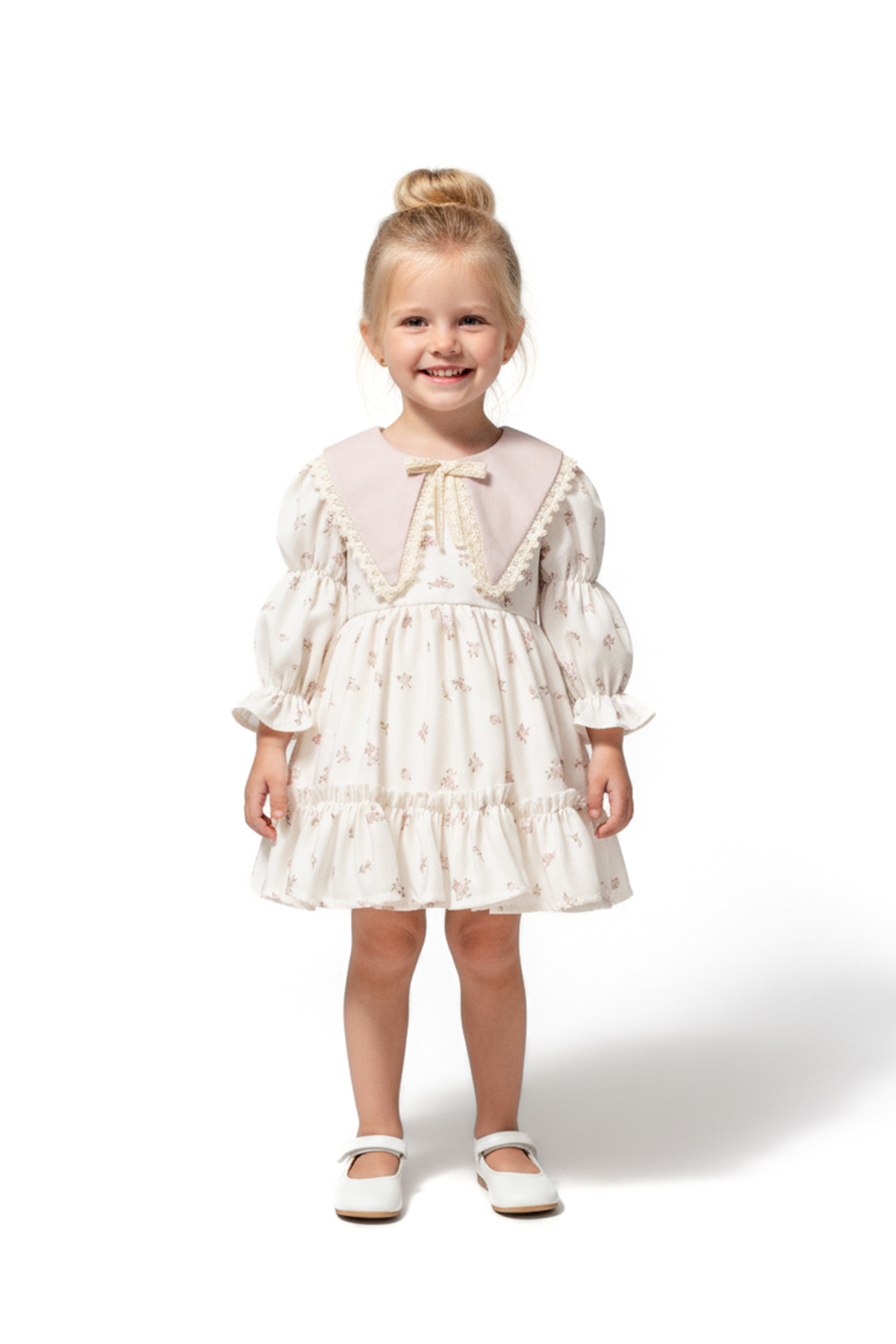 Baby Animals Kız Bebek Elbise Kız Çocuk Elbise Yakalı Doğum Günü Parti Düğün Özel Gün Uzun Kol Astarlı Elbise fotoğrafı 4 (önizleme)